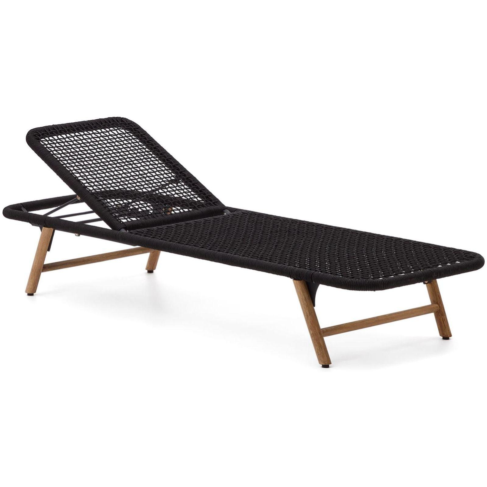 Sonnenliege Dandara Seil schwarz massives Akazienholz 100% FSC