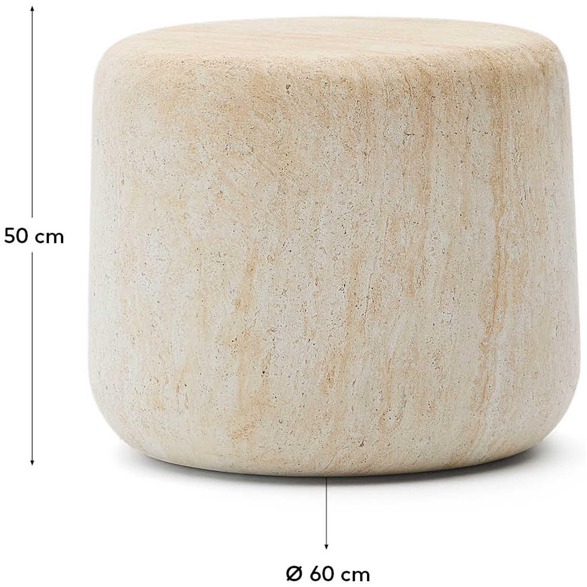 Beistelltisch rund Drasi Zement in Travertinoptik 60x60