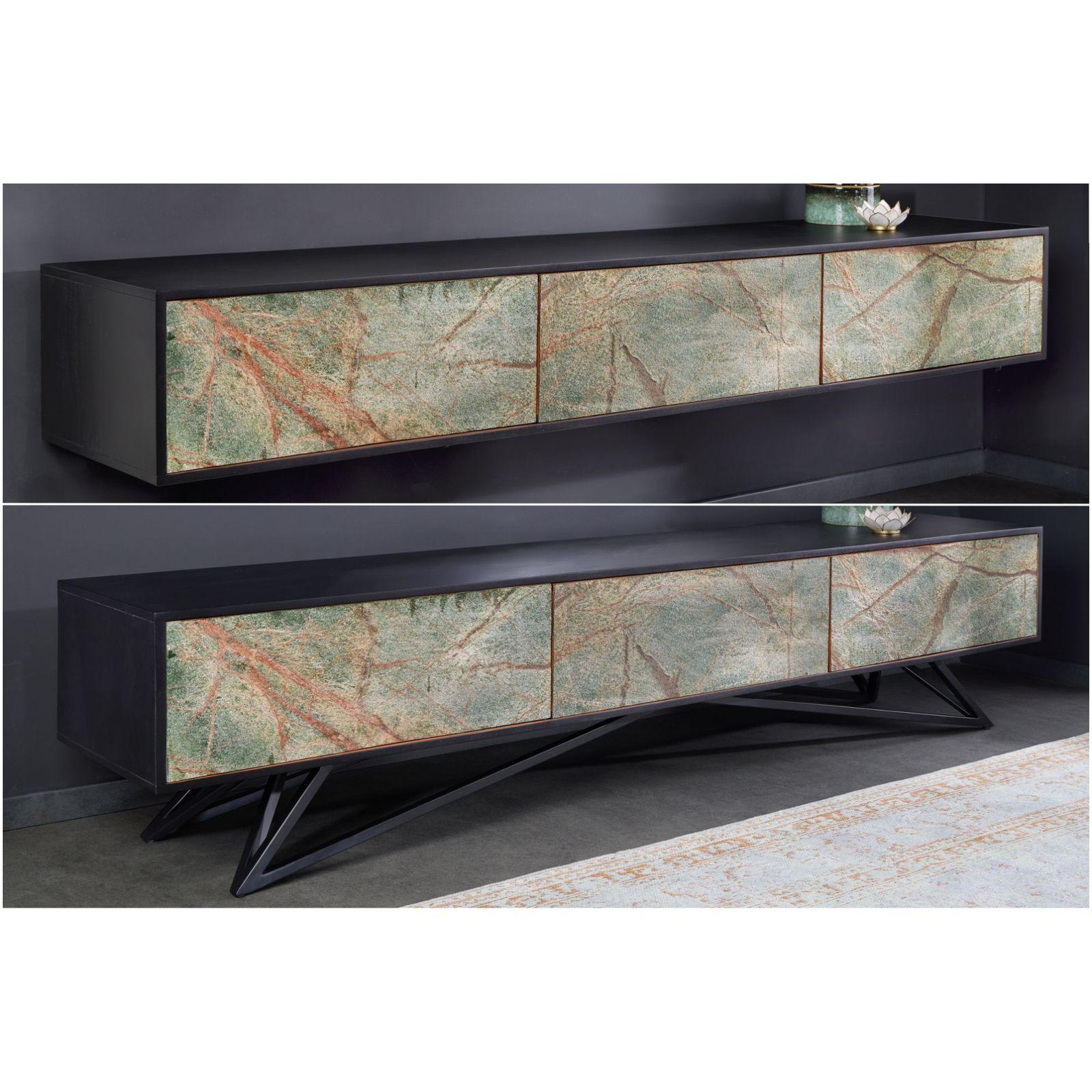 TV Möbel Wandboard Stone Natursteinfurnier Akazienholz 200