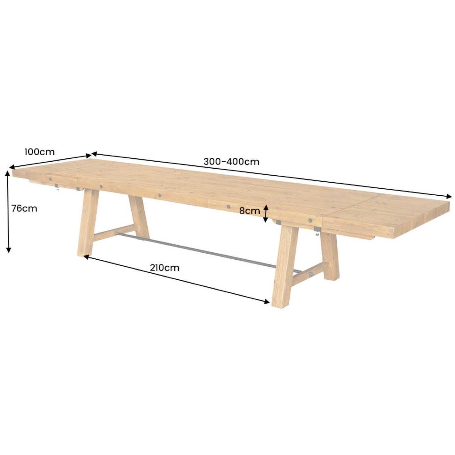 Esstisch ausziehbar Massivholz XL Industry Loft recyceltes Pinienholz braun 300x100