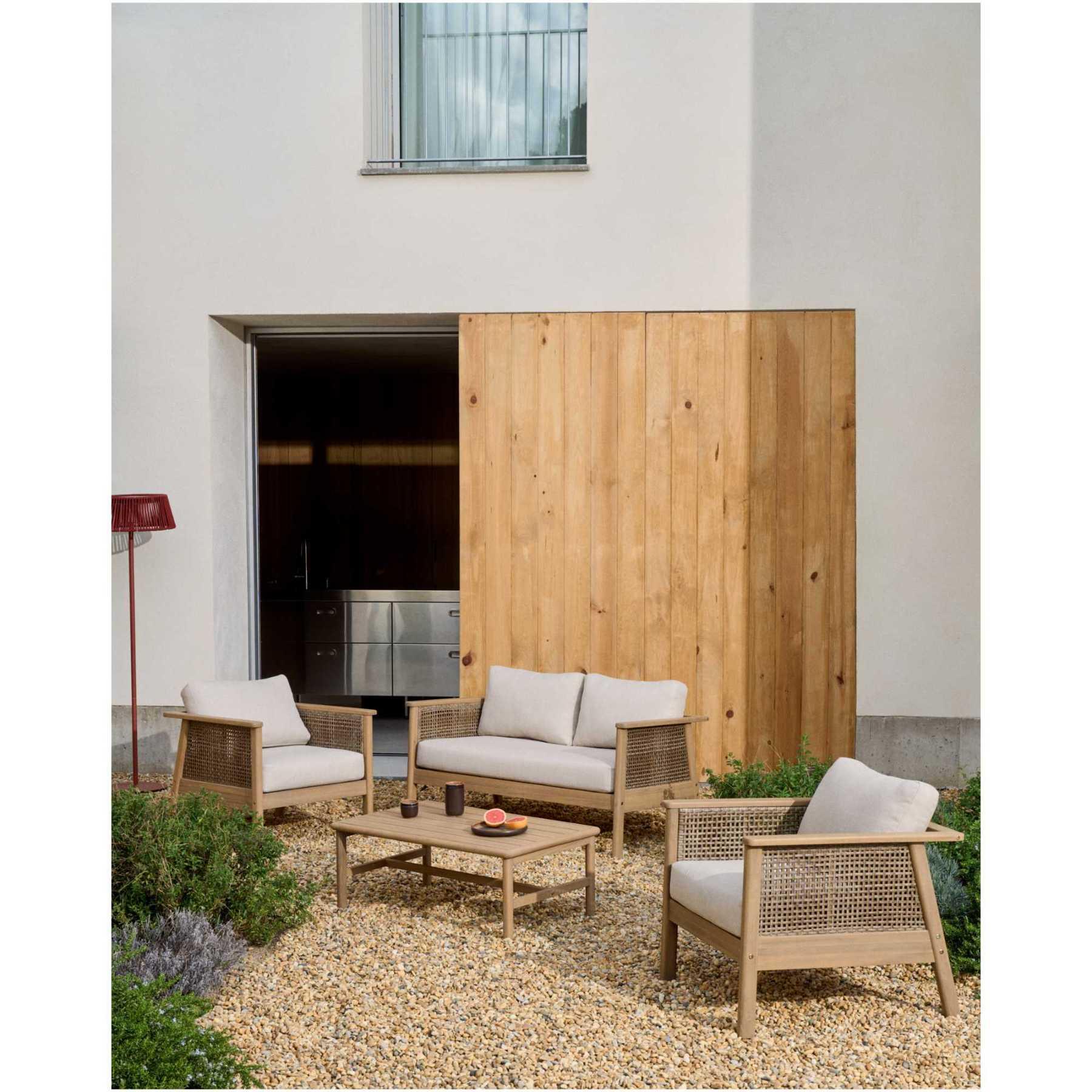 Garten Sitzgruppe Set Alabe Akazienholz 100% FSC Rattan (4-teilig)