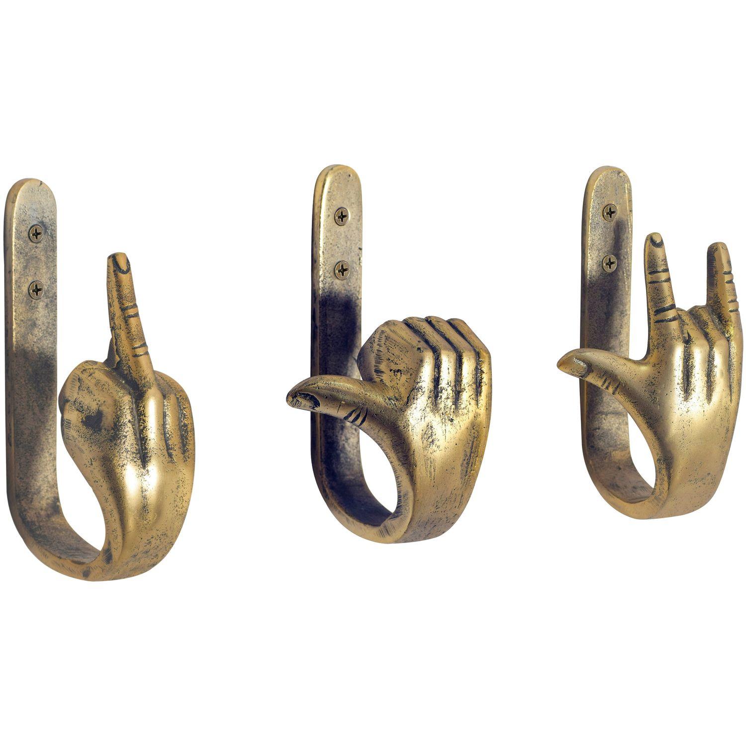 Kleiderhaken Hands Metall messing (3er-Set)