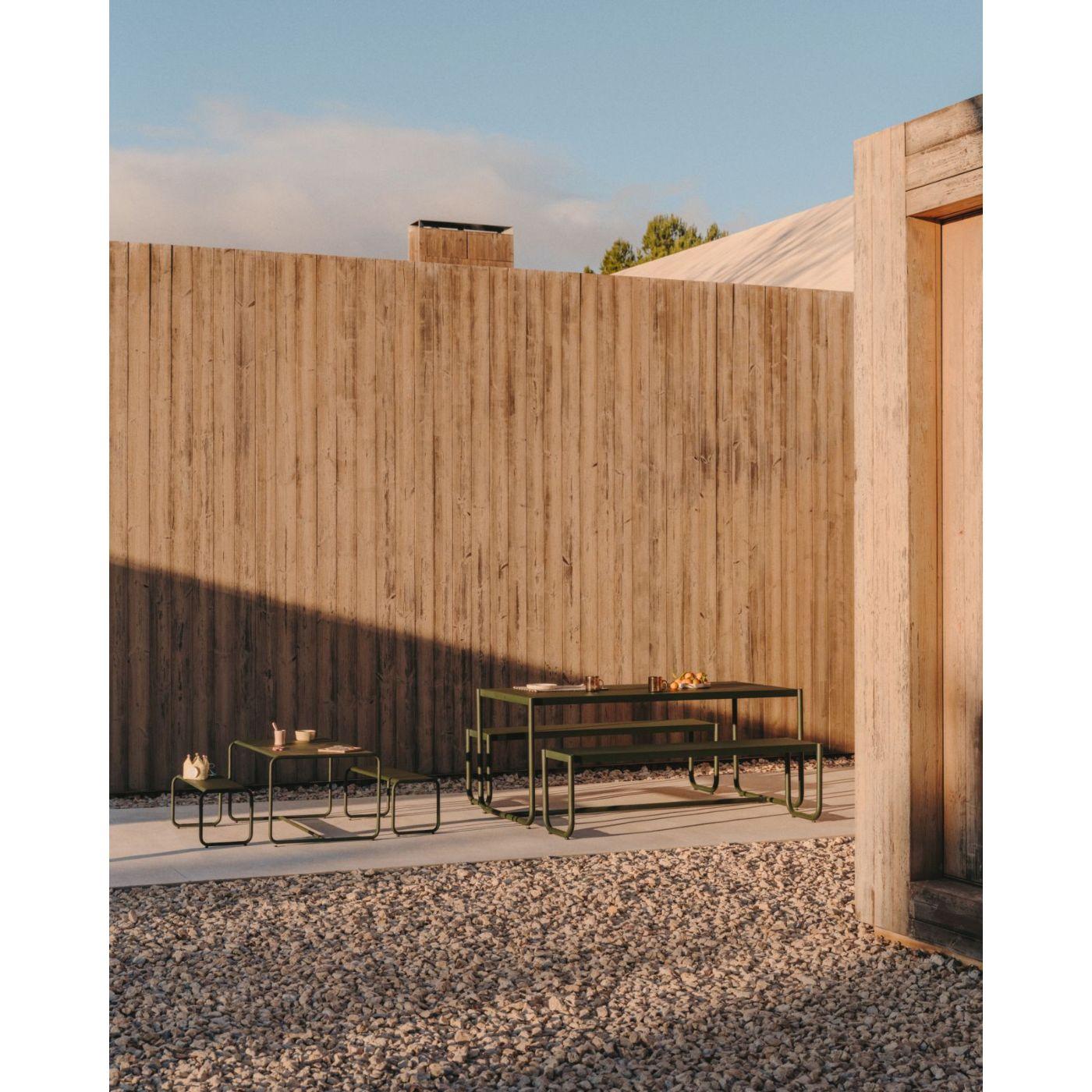 Garten Essgruppe Tisch und Bank Picknick Sotil Stahl grün (3-teilig)