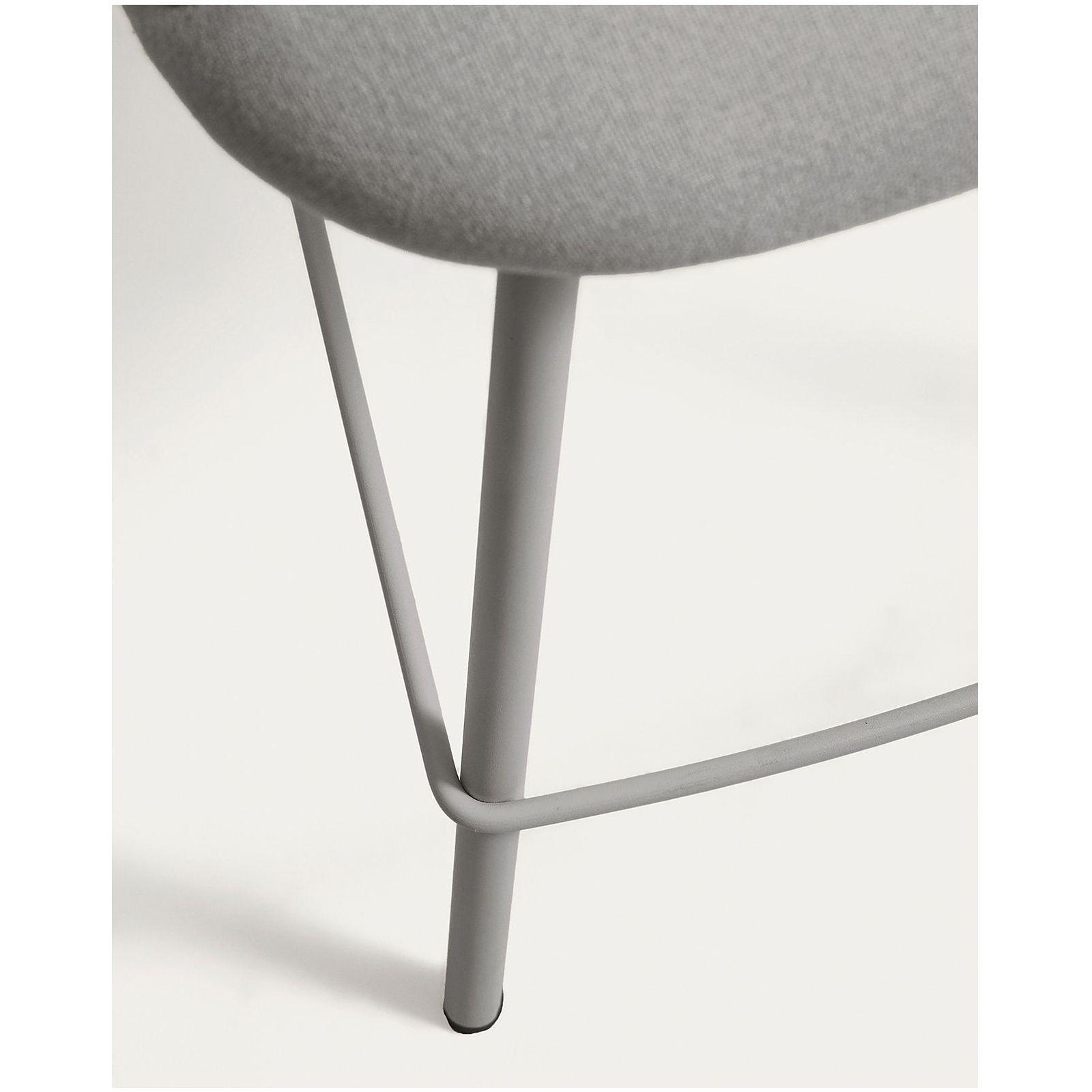 Barhocker Bonali mit grauer Chenille und Beinen aus grauem Metall FSC Mix Credit 65 cm