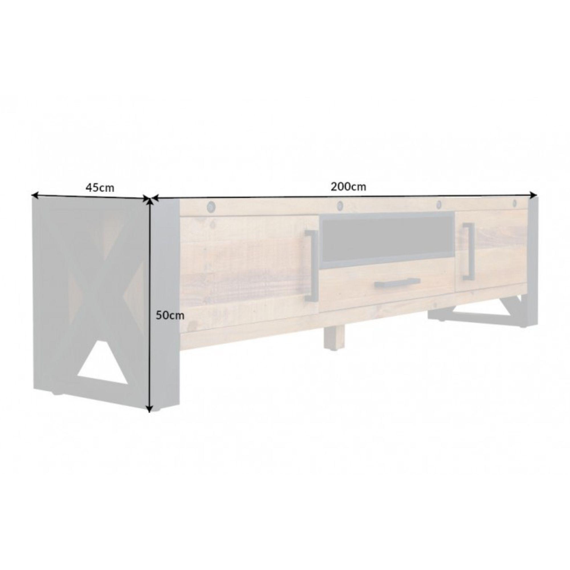 TV Board X-Vintage 200cm Pinienholz natur