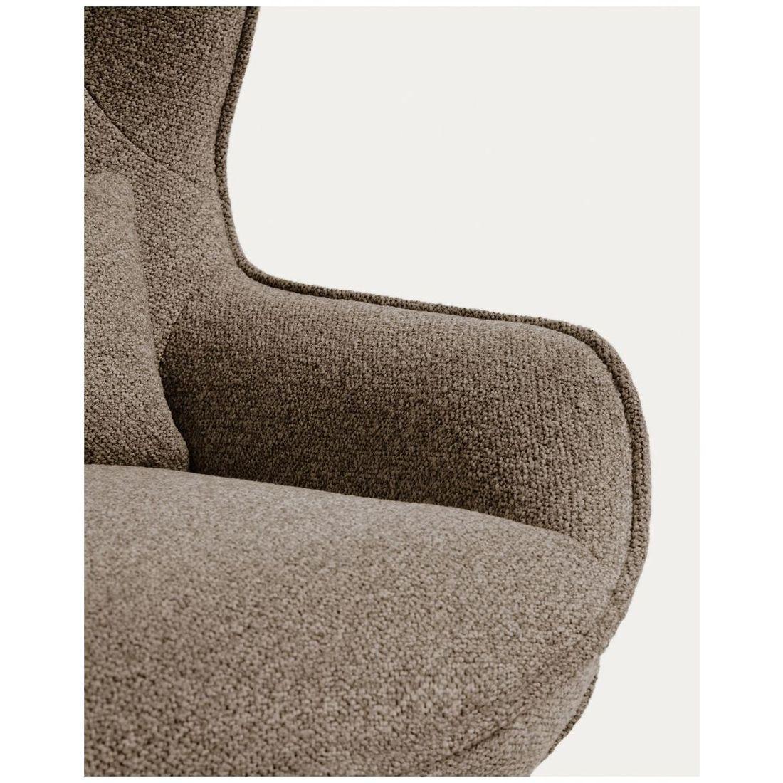Drehsessel Sorile mit brauner Chenille und schwarz lackiertem Stahl FSC 100%
