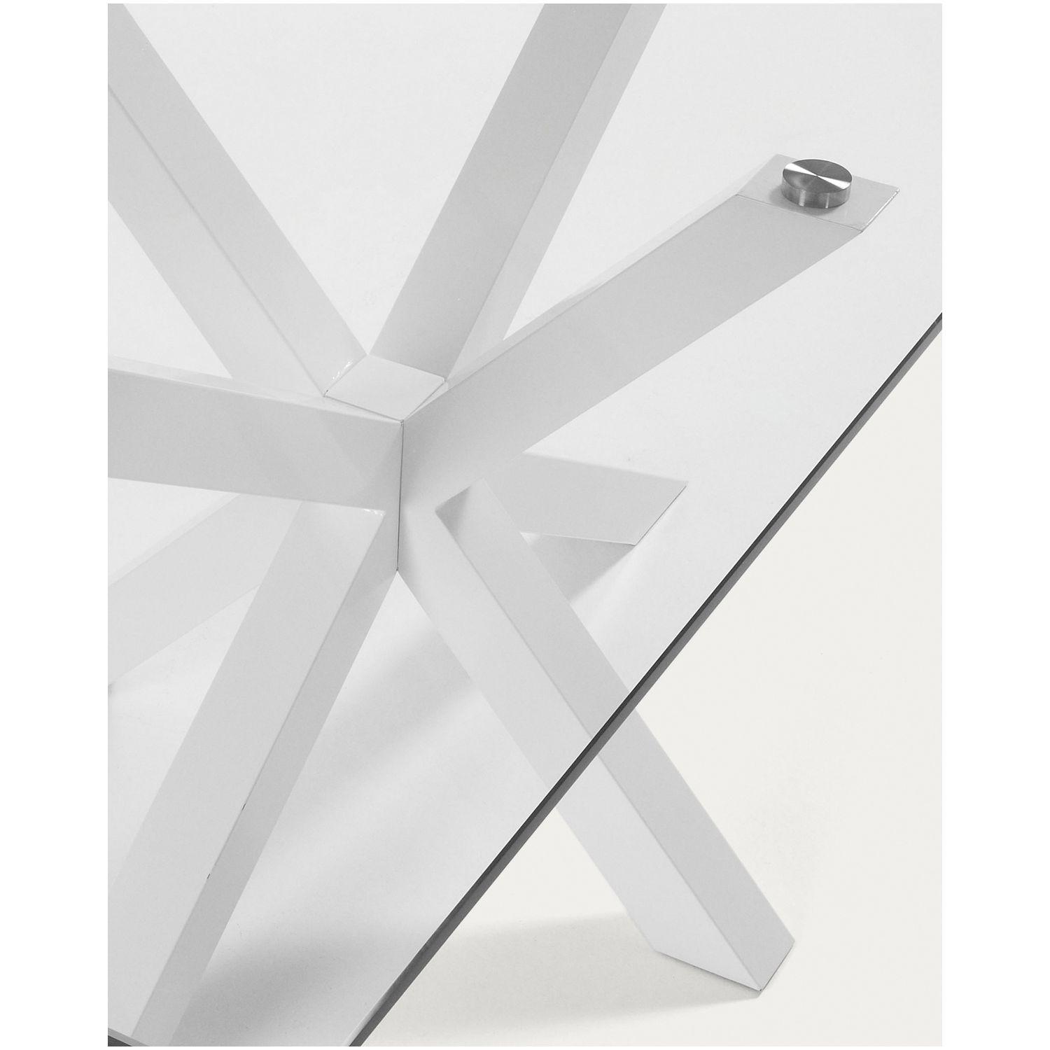 Argo Tisch aus Glas und Stahlbeine weiß 160 x 90 cm