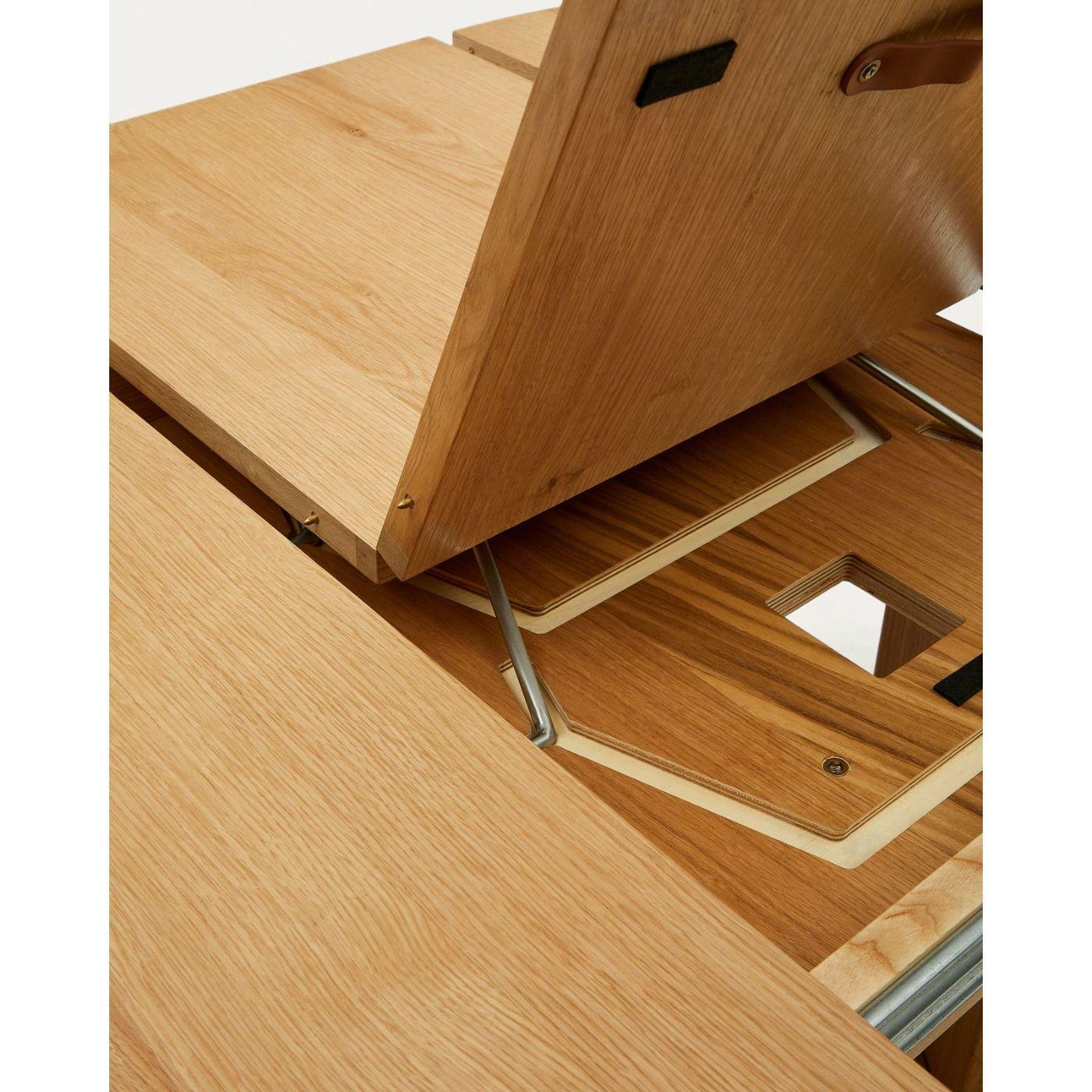Esstisch Ausziehtisch rund Artis Massivholz und Eichenfurnier 100% FSC - Grösse: 120x120-170x80