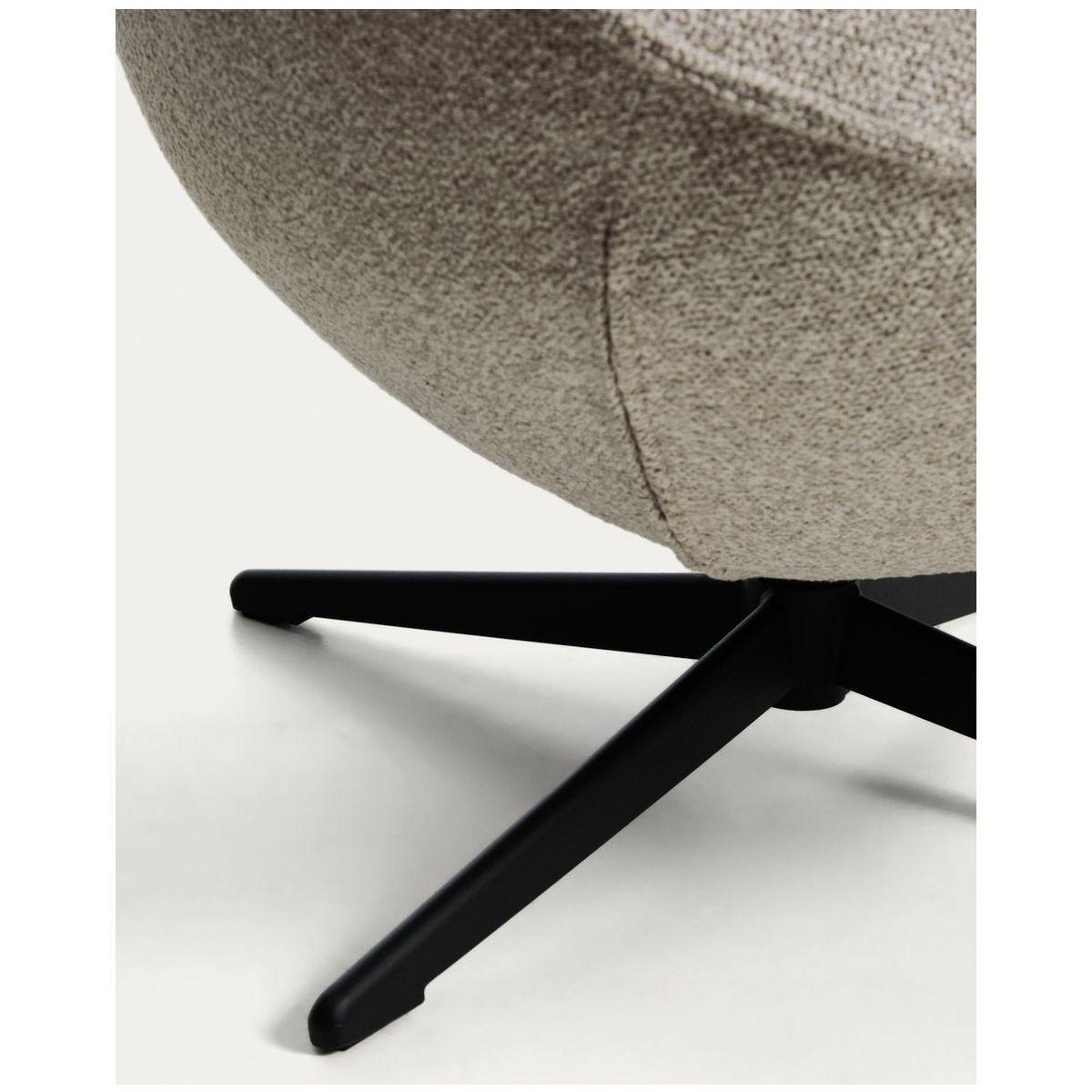 Drehsessel Sorile mit beiger Chenille und schwarz lackiertem Stahl FSC 100%