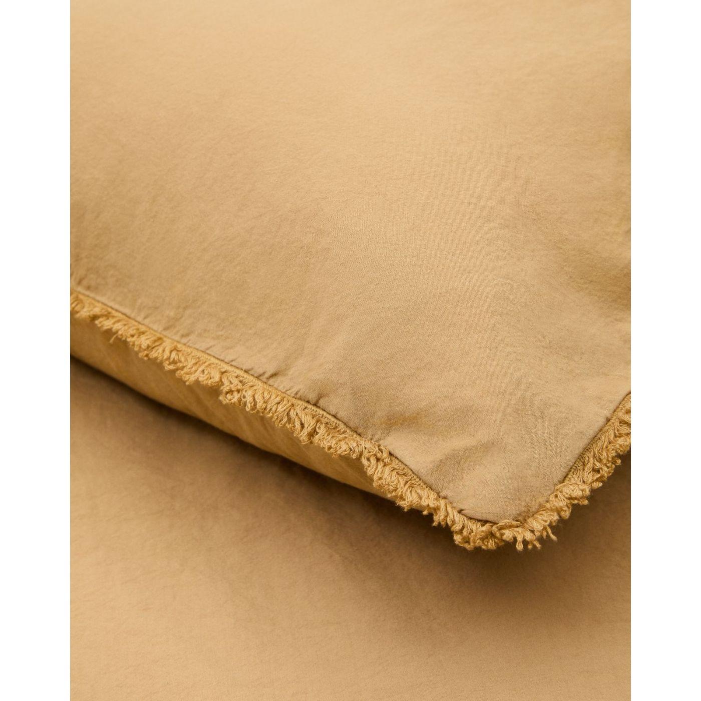 Set Sifinia Bettdecken- und Kopfkissenbezug aus 100% Baumwollperkal mit Fransen senffarben Bett 90 cm