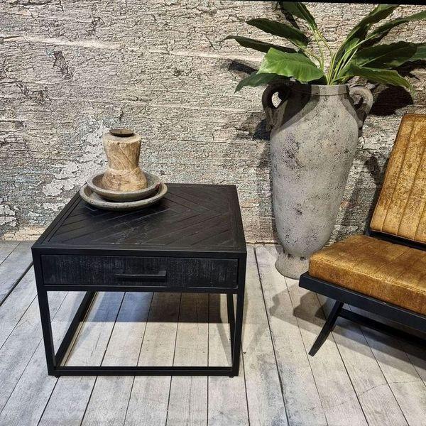 Beistelltisch Laax Mango schwarz Fischgrät 60x60