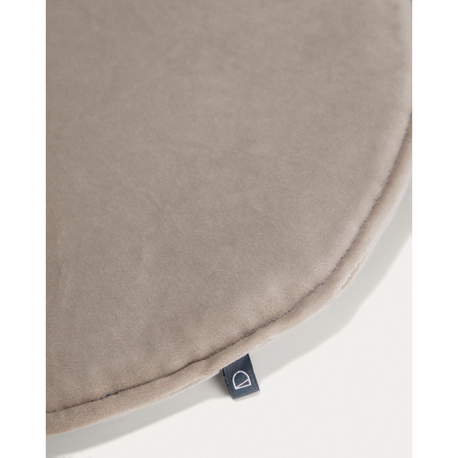 Stuhlkissen Sitzkissen rund Rimca Samt Stoff taupe 35x35