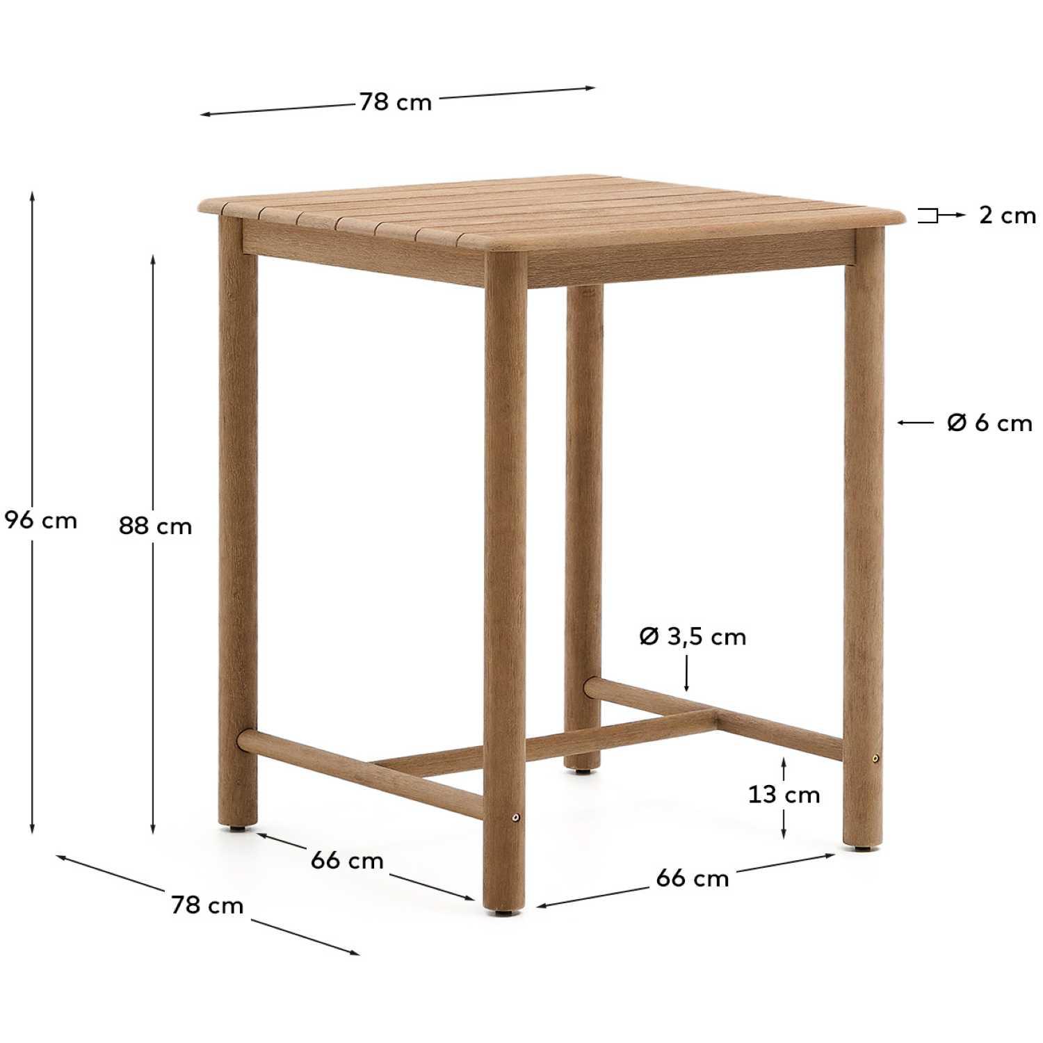 Garten Bartisch quadratisch Sori Akazienholz massiv 78x78 FSC 100%