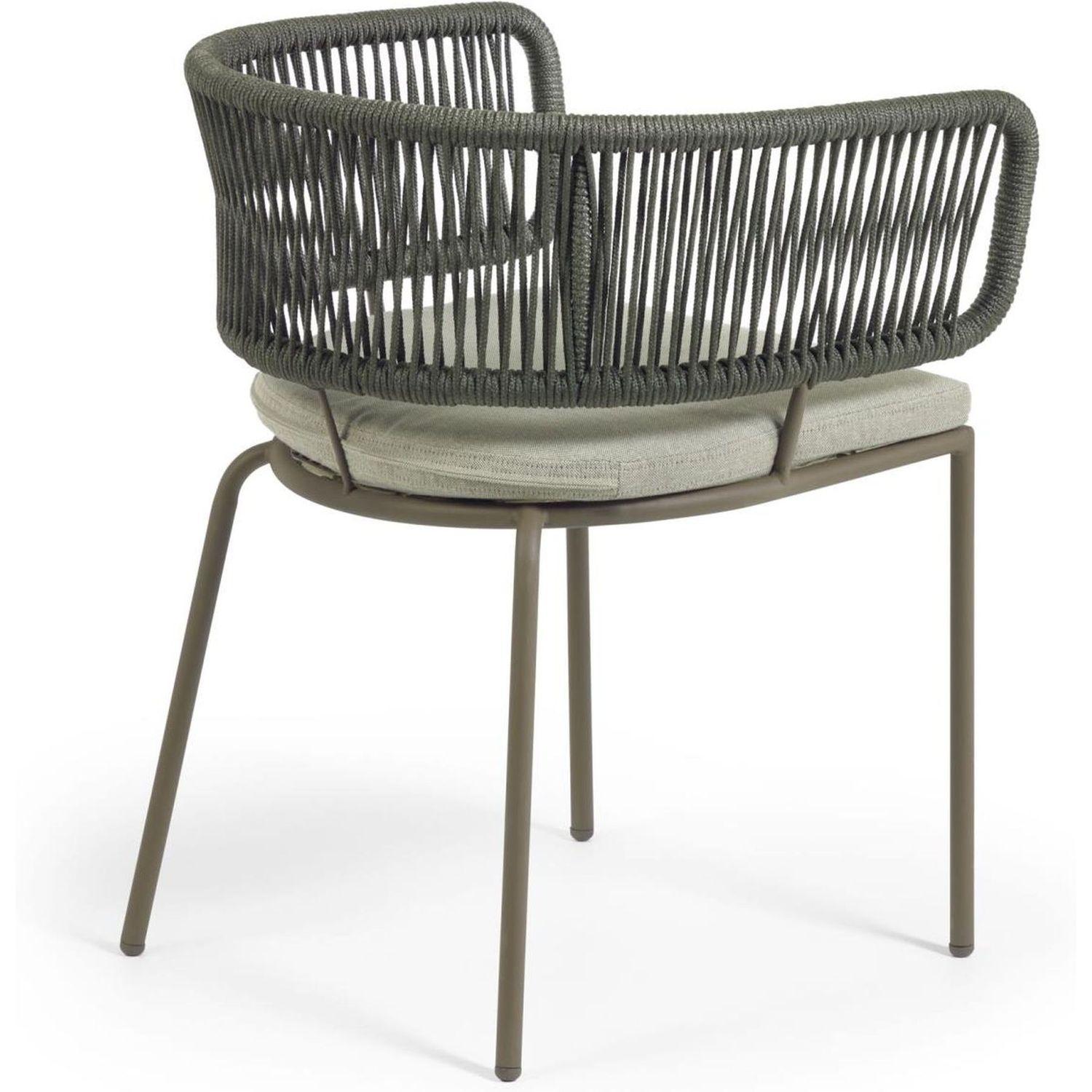 AUSSTELLUNGSSTÜCK Gartenstuhl mit Armlehne Aluminium Seil grün