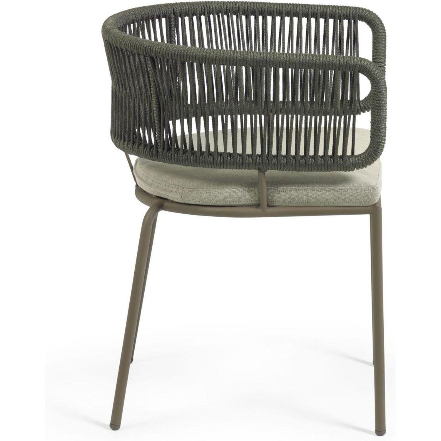 AUSSTELLUNGSSTÜCK Gartenstuhl mit Armlehne Aluminium Seil grün