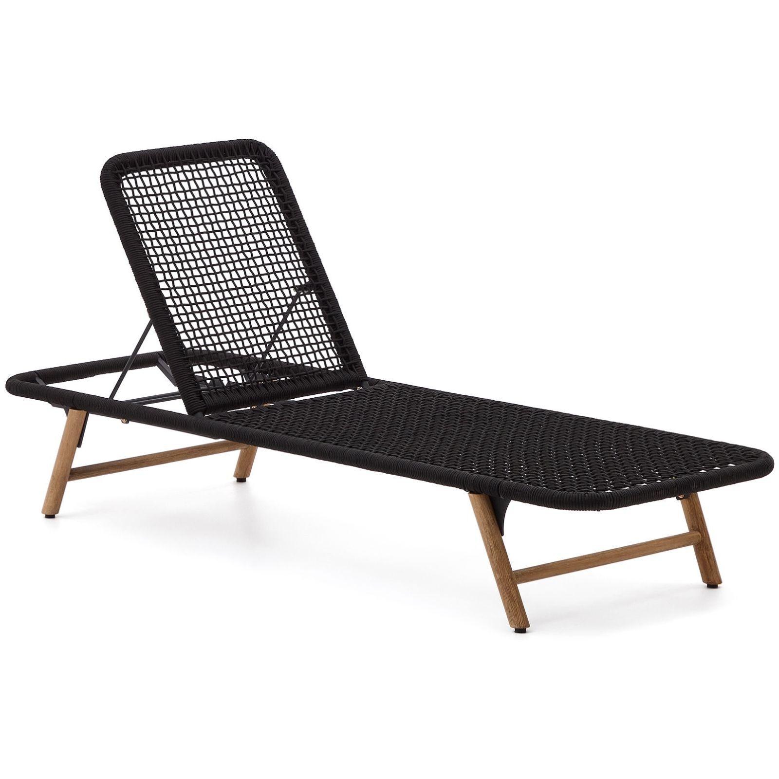 Sonnenliege Dandara Seil schwarz massives Akazienholz 100% FSC