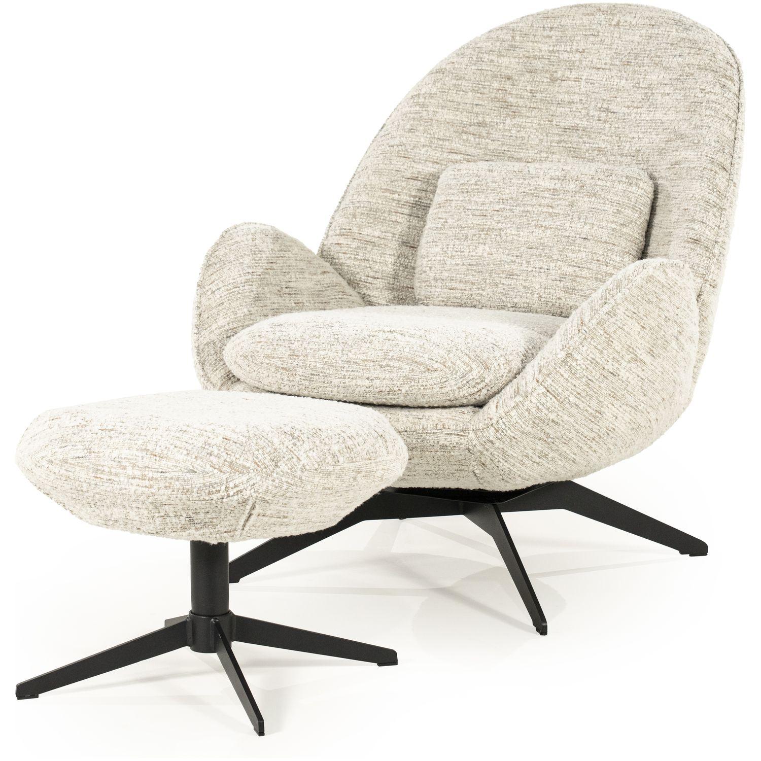 Relaxsessel drehbar mit Hocker Zora Stoff beige