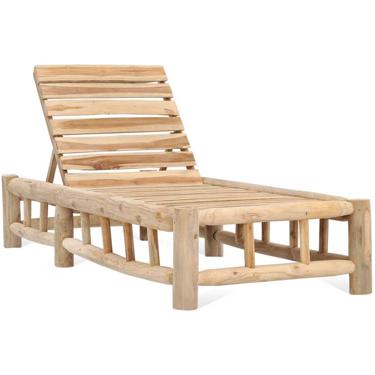 Liegestuhl Sonnenliege Massivholz Teak Woody Baumstamm (ohne Rollen)