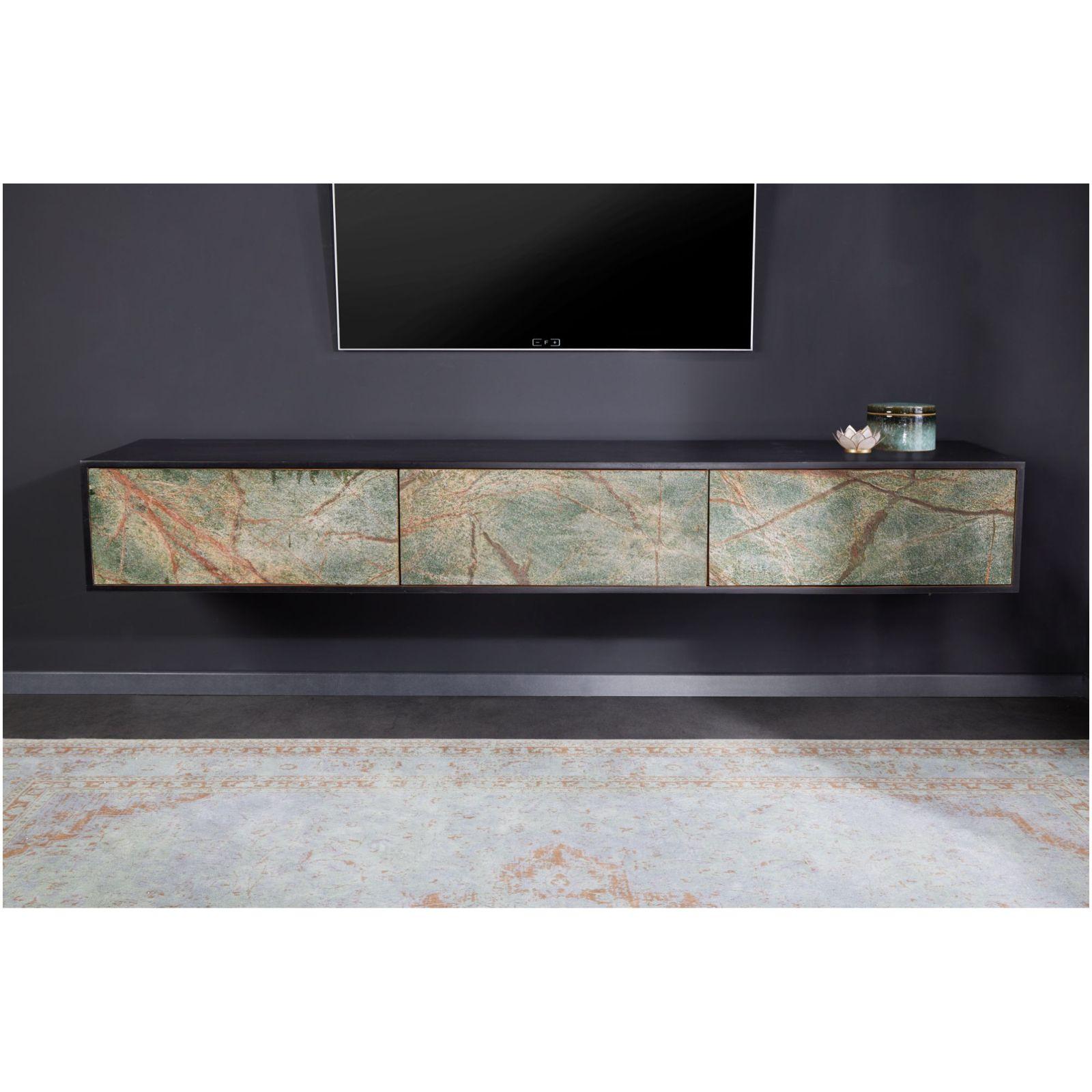 TV Möbel Wandboard Stone Natursteinfurnier Akazienholz 200