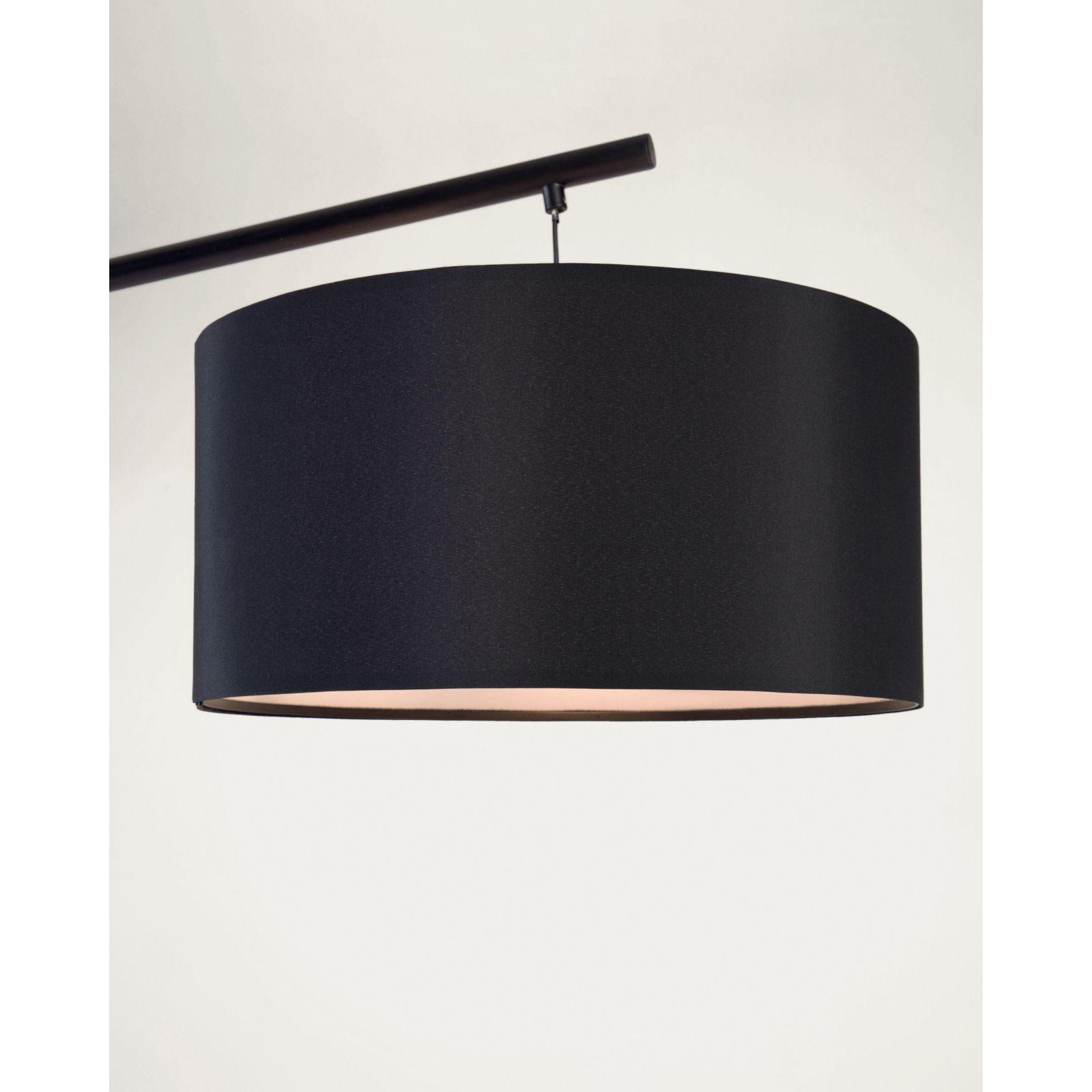 Stehlampe Bogenleuchte Ciana Metall schwarz Lampenschirm Baumwolle