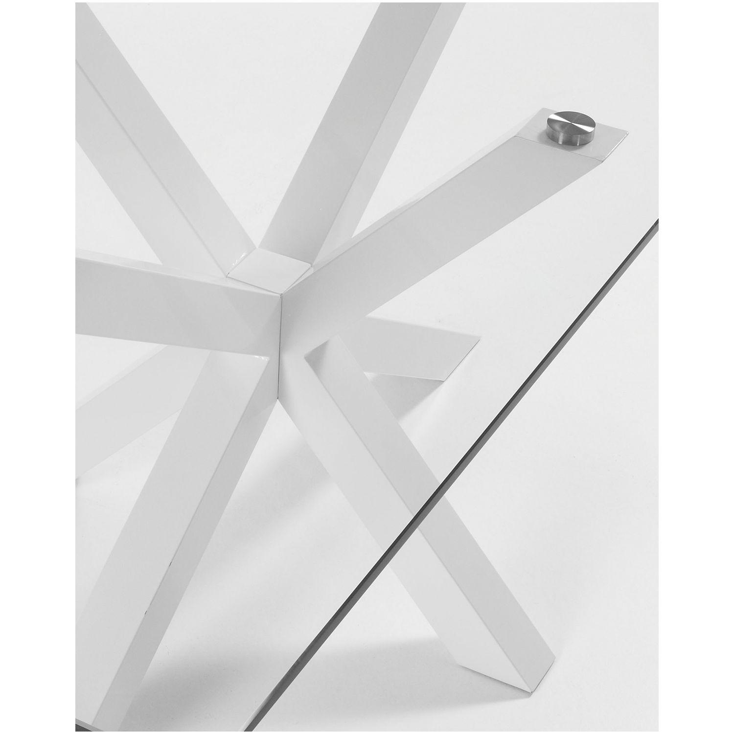 Argo Tisch aus Glas und Stahlbeine weiß 180 x 100 cm