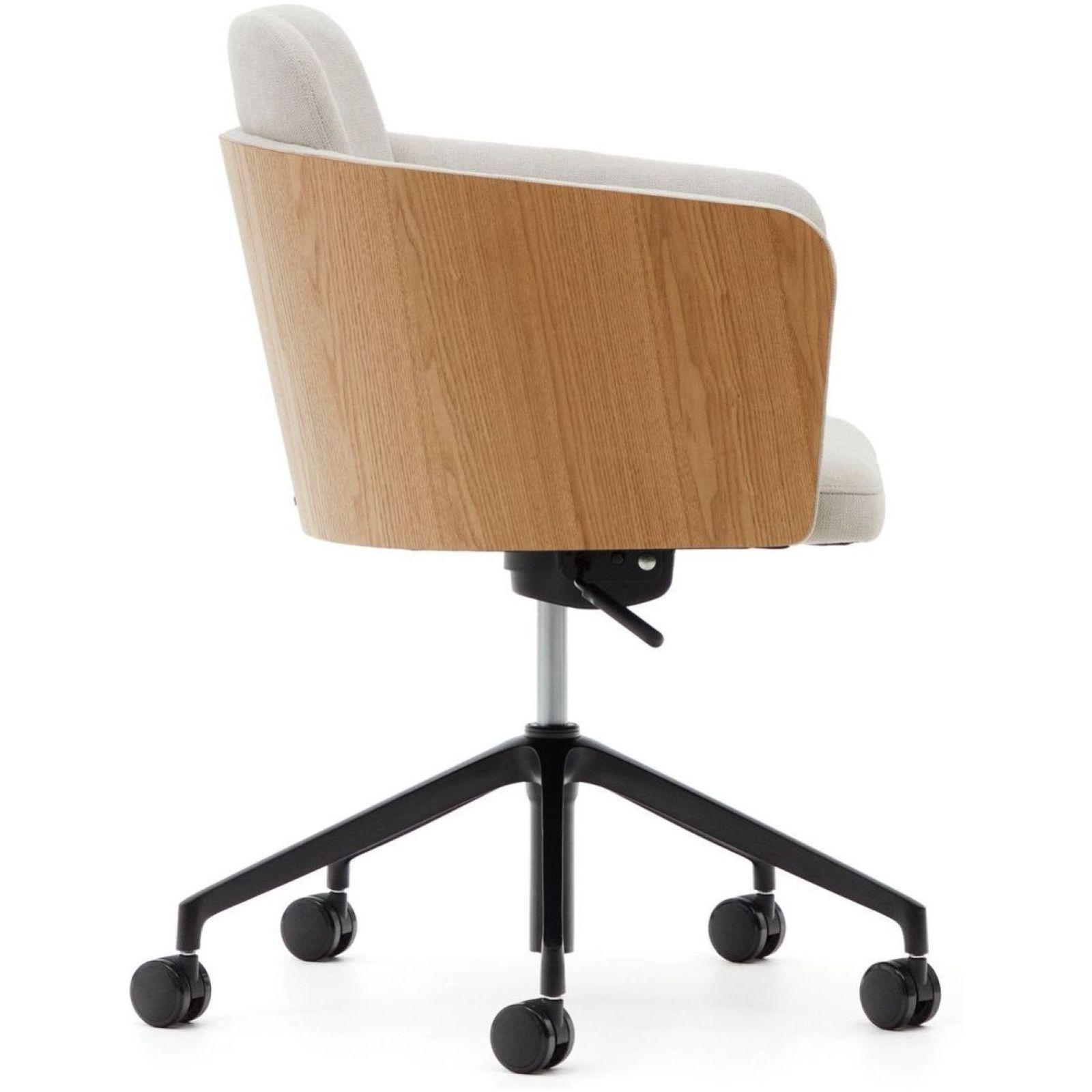 Bürodrehstuhl Madai Chenille Stoff beige Eschenfurnier natur FSC