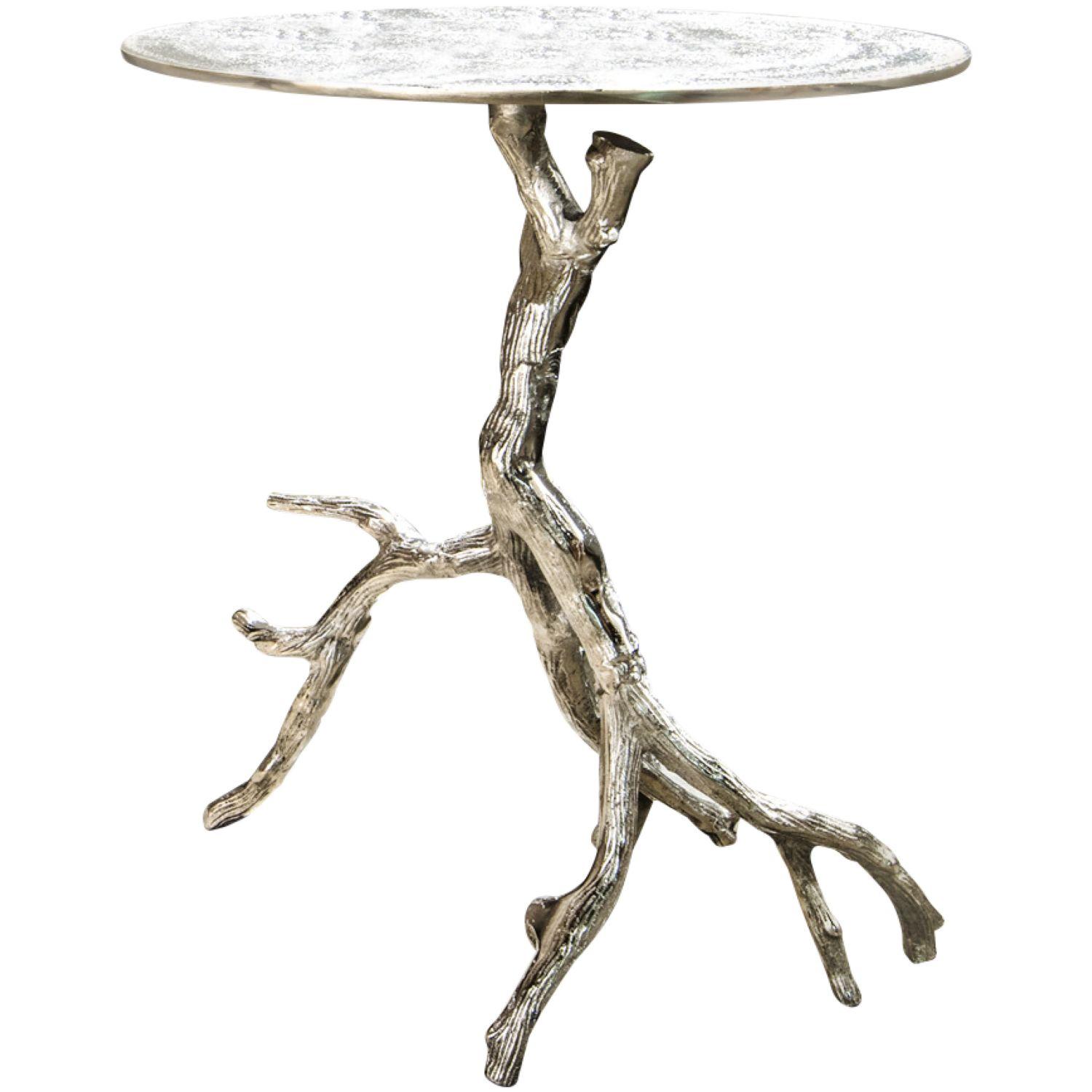Beistelltisch Äste Aluminium vernickelt silber 42x42