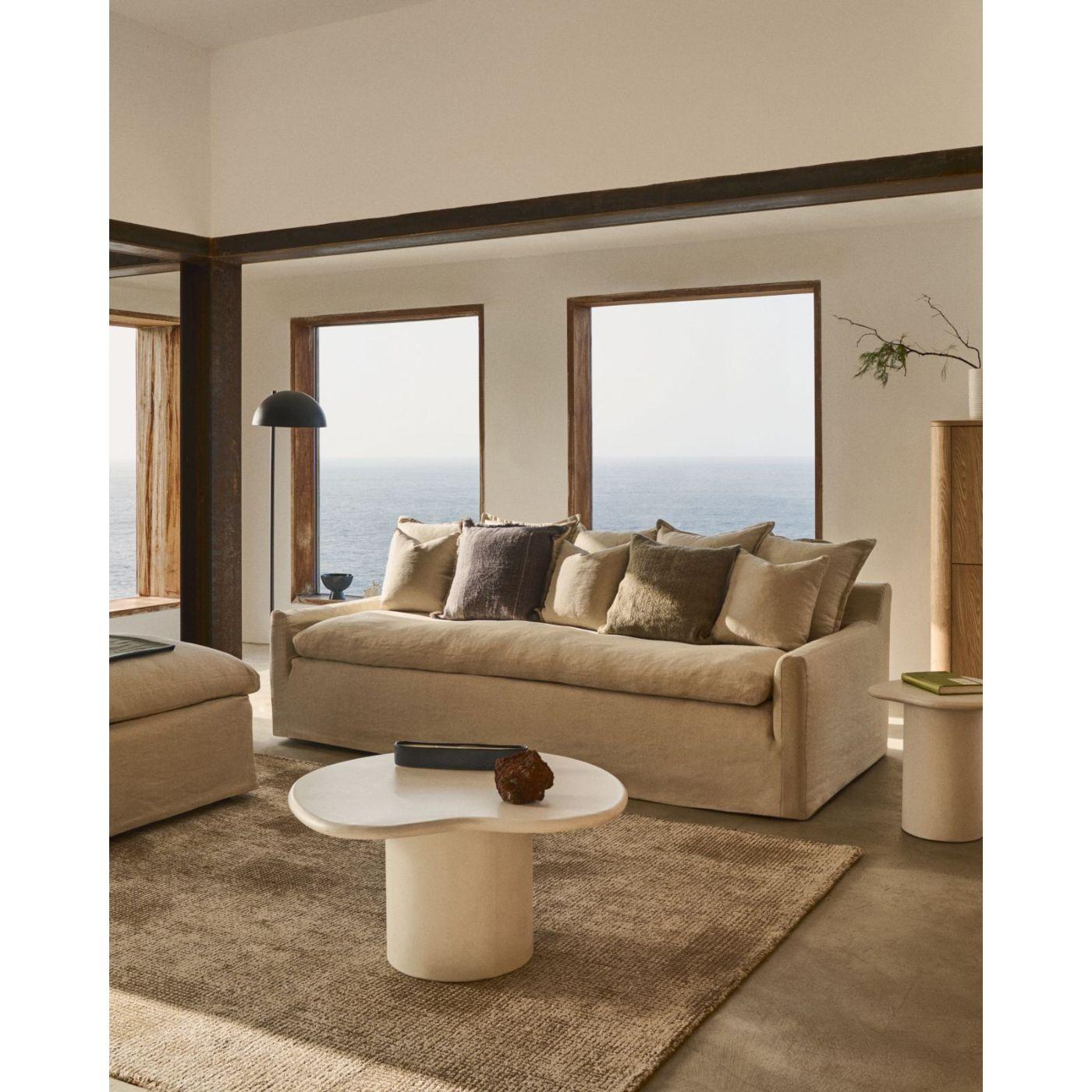 Couchtisch Macarella Zement weiss 83x77