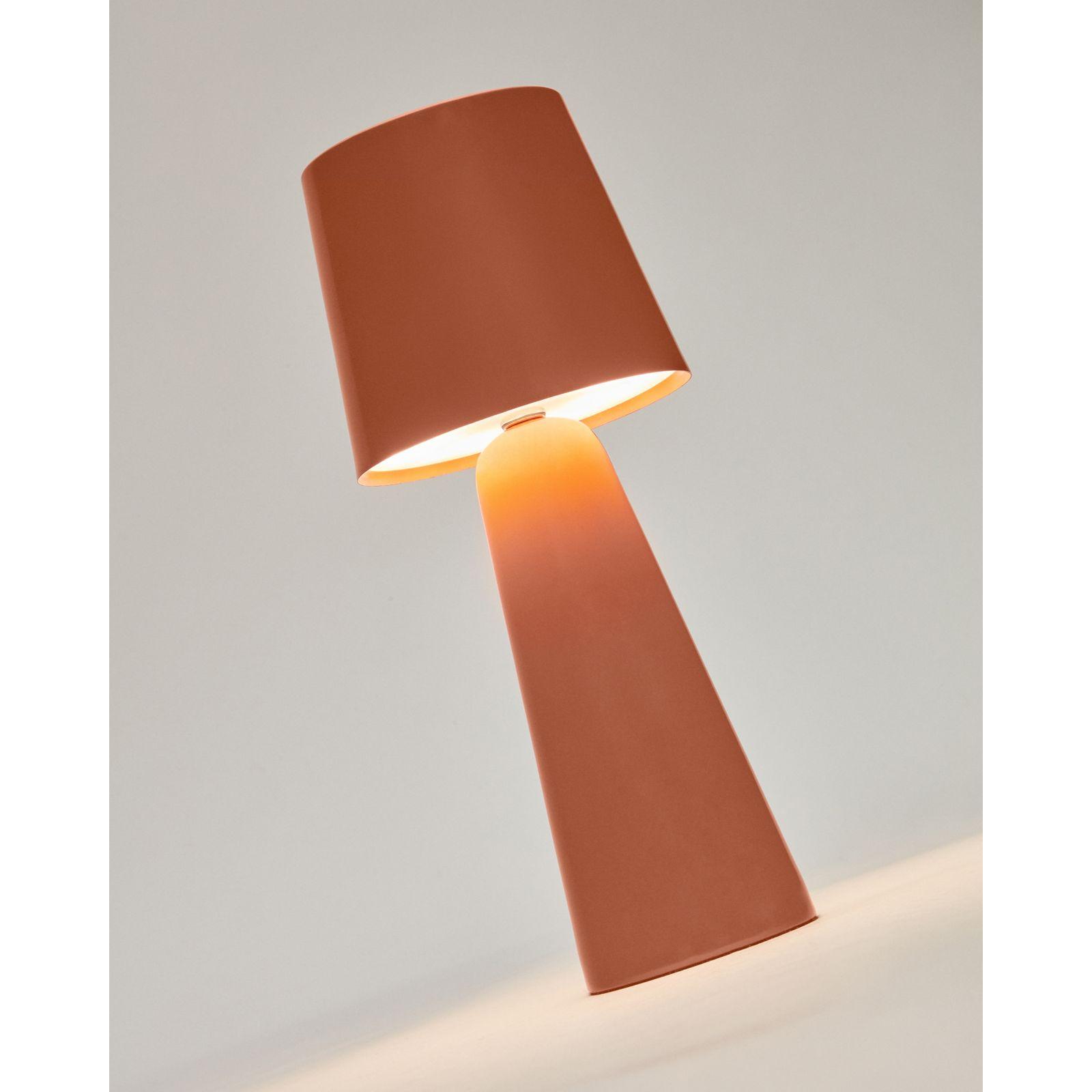 Arenys Outdoor Tischlampe klein aus Metall mit terrakottafarbenem Finish LED