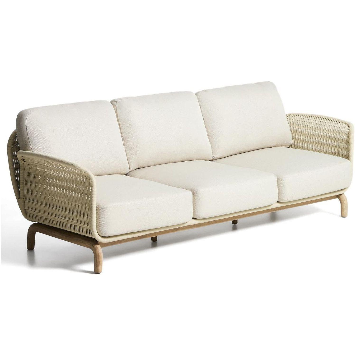Gartensofa 3-Sitzer Alipa Akazienholz massiv Seil ecru 235