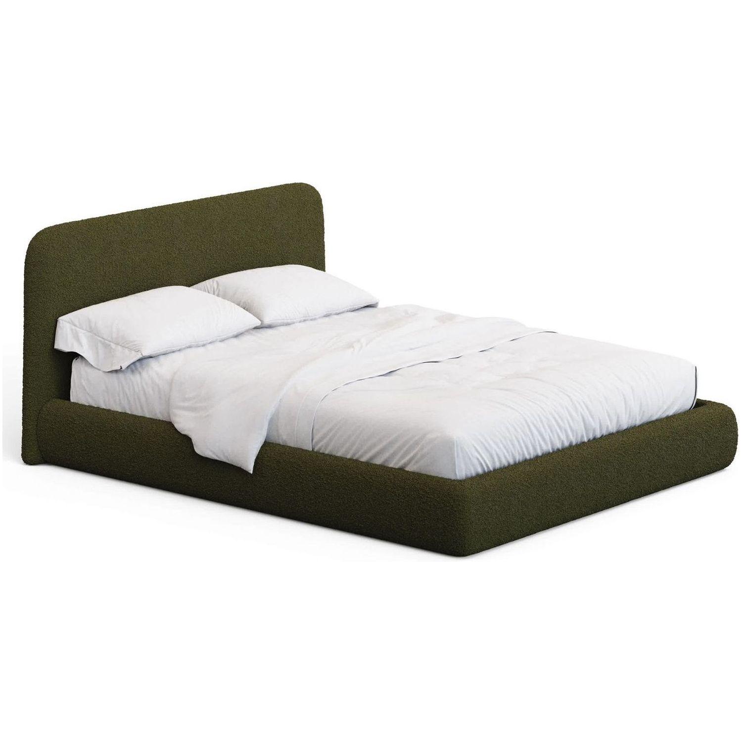 Abziehbares Bett Martina mit dunkelgrünem Lammfellimitat Bouclé - Grösse: 180x200