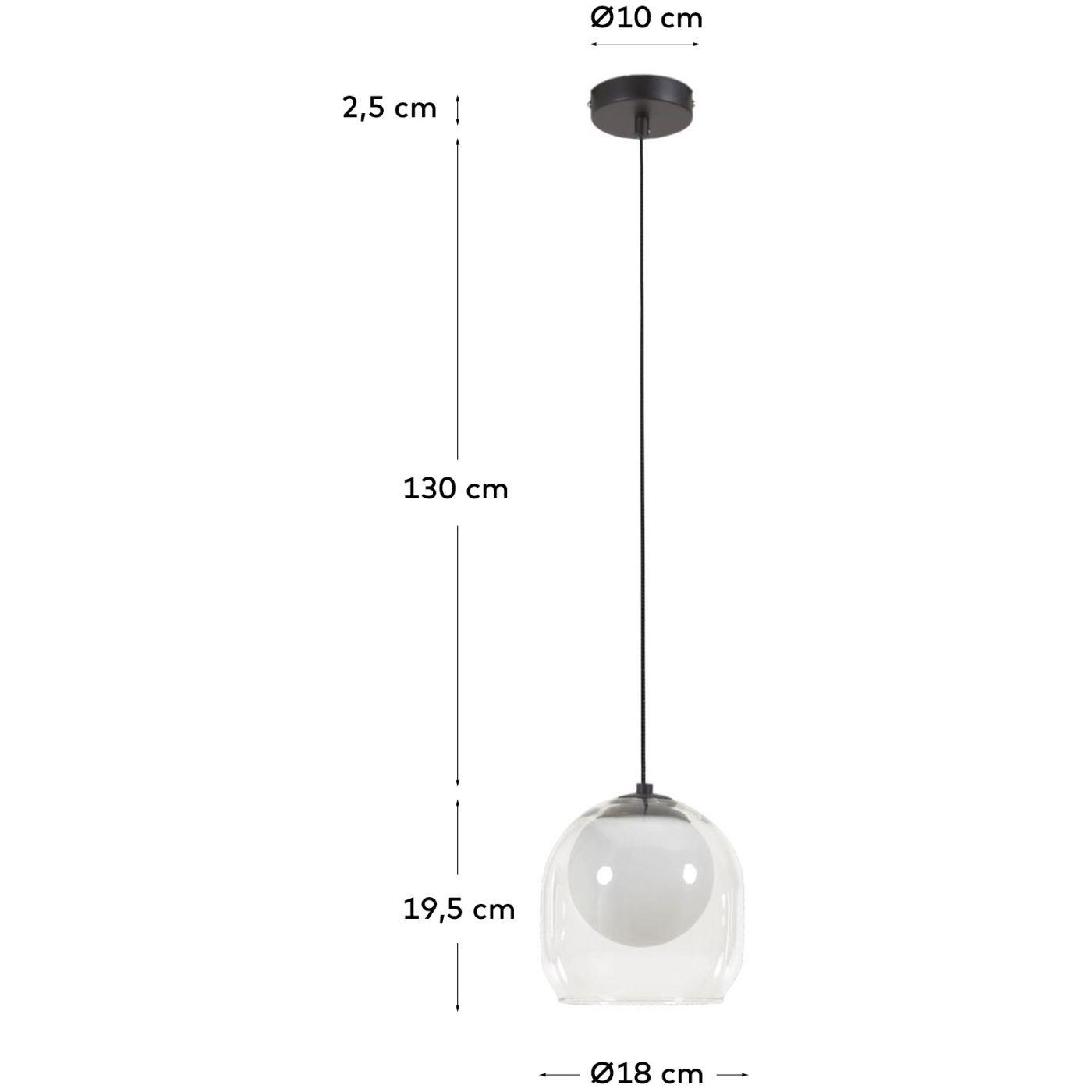 Belkis Deckenlampe aus Glas und Metall mit schwarzem Finish