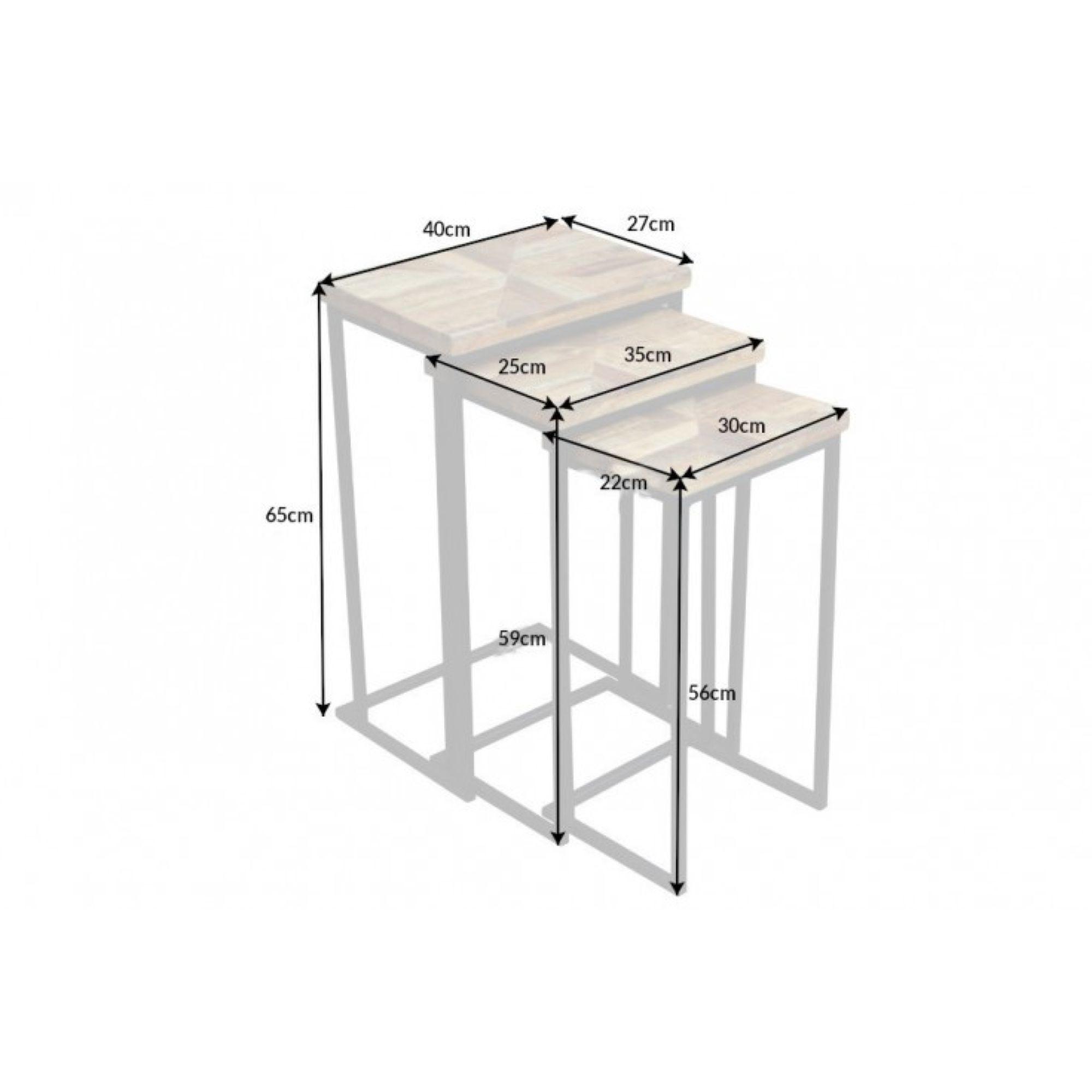 Beistelltisch Loft Mangoholz vintage (3er-Set)