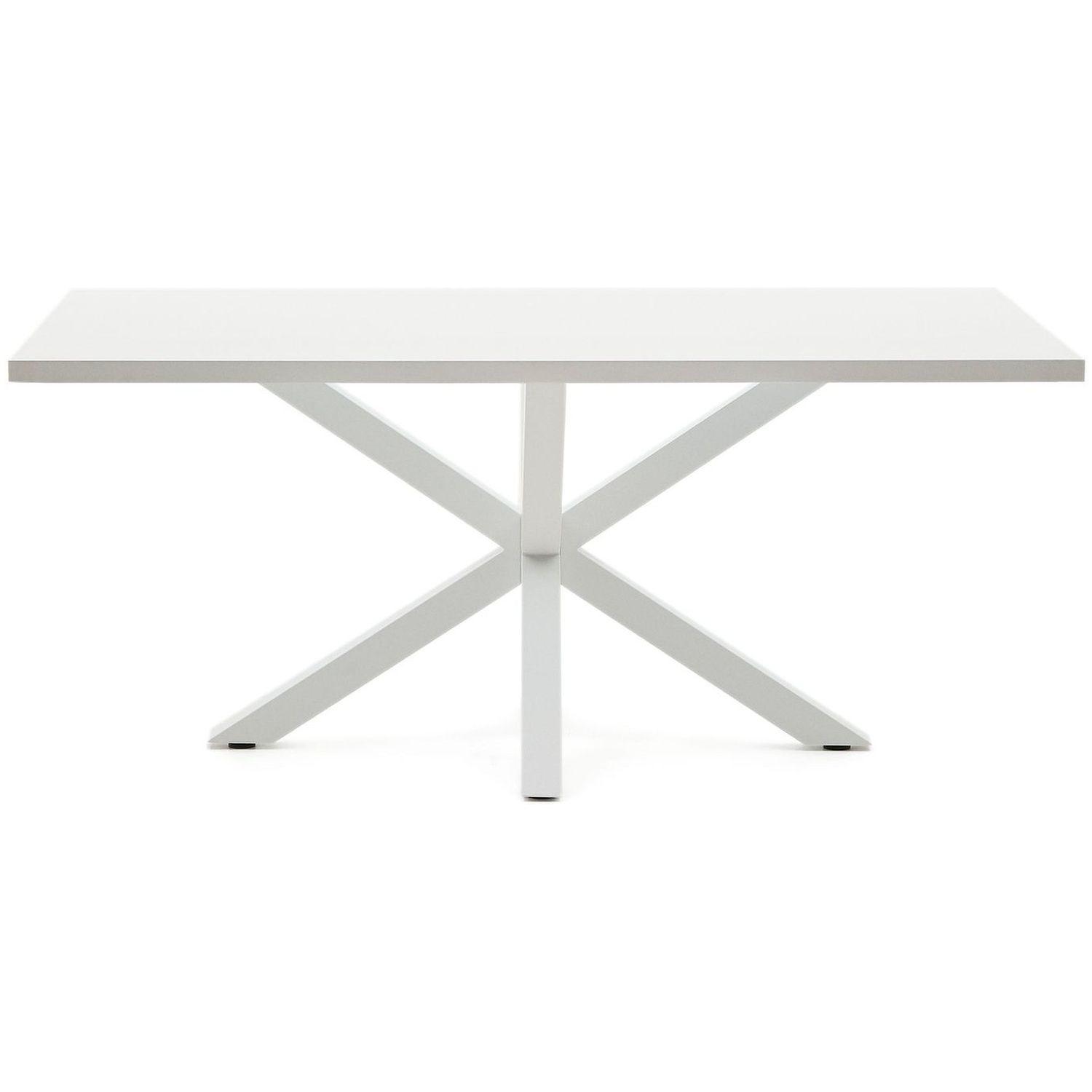 Argo Tisch 180 x 100 cm mit Melamin weiß und weißen Stahlbeinen