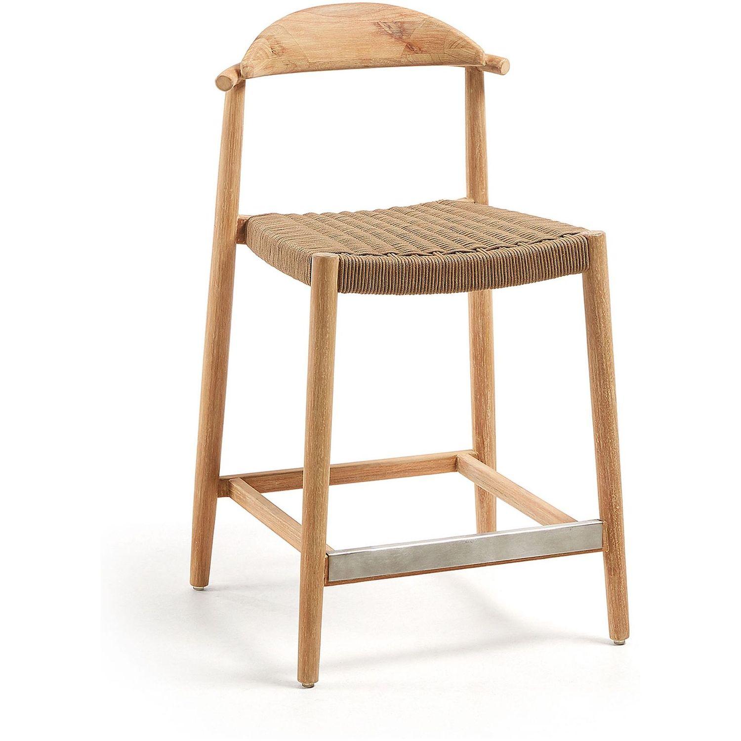 Barhocker aus Holz Nina Akazie Natur Seil beige Sitzhöhe 62cm