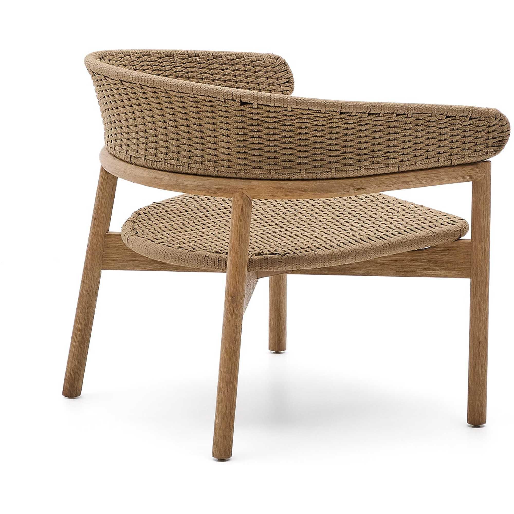 Gartensessel mit Armlehne Arinella Akazienholz massiv natur Seil beige