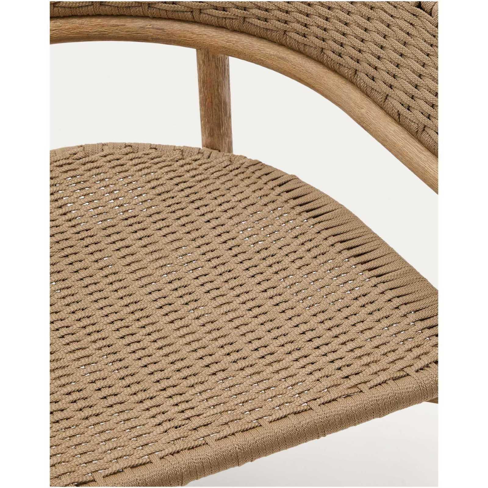 Gartensessel mit Armlehne Arinella Akazienholz massiv natur Seil beige