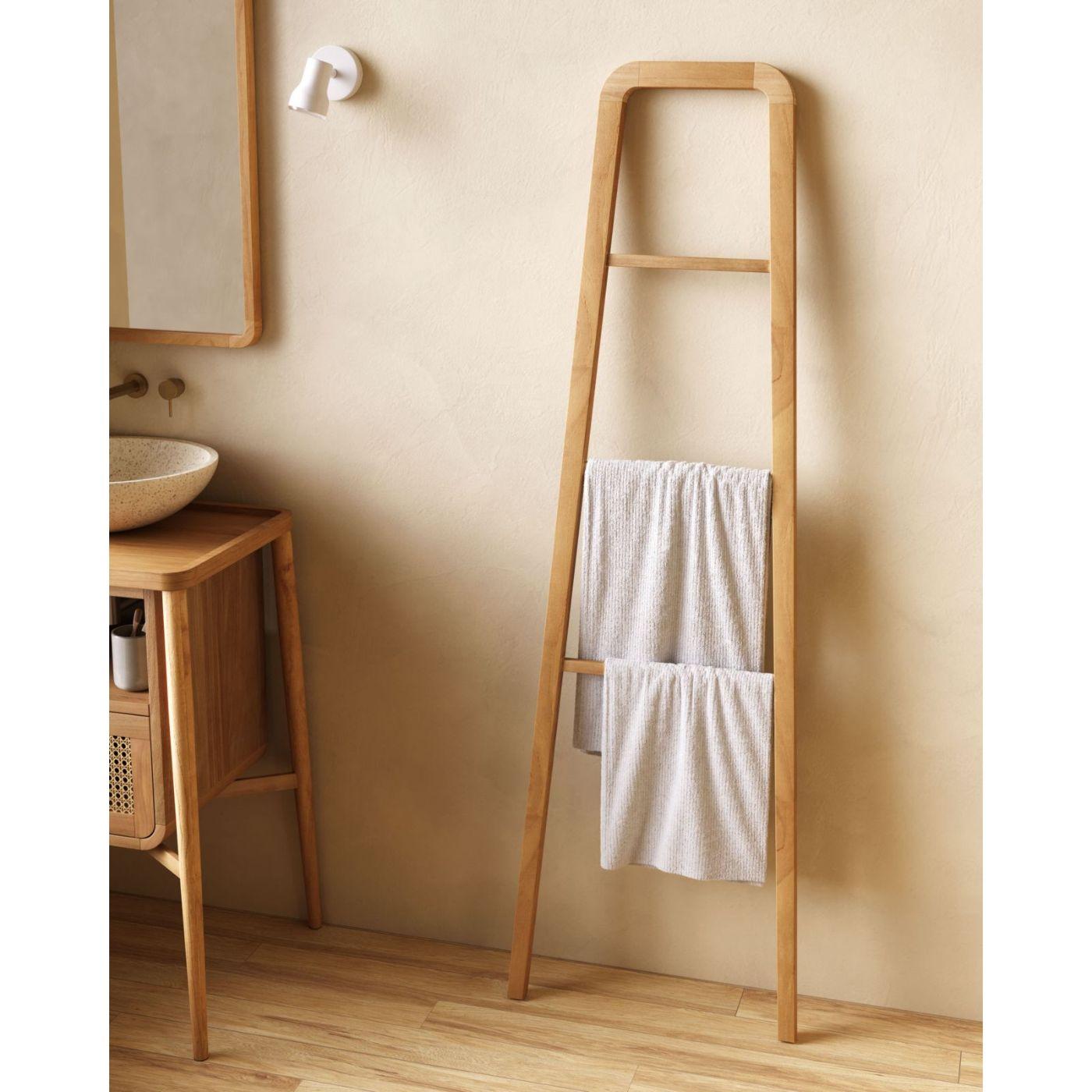 Uliana Handtuchhalter aus massivem Teakholz mit natürlichem Finish 50 x 160 cm