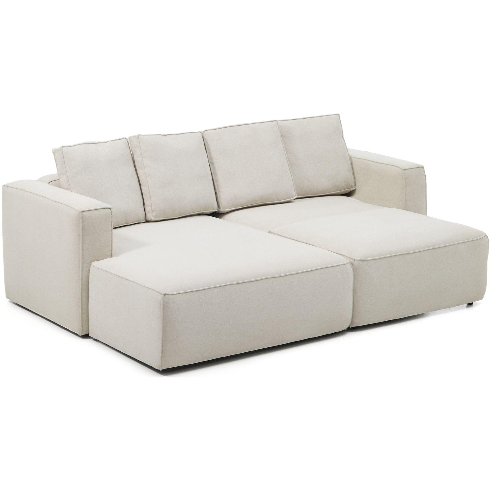 3-Sitzer Ecksofa Bettsofa Marela mit Chaiselongue links in beiger Chenille 236 cm FSC Mix Credit