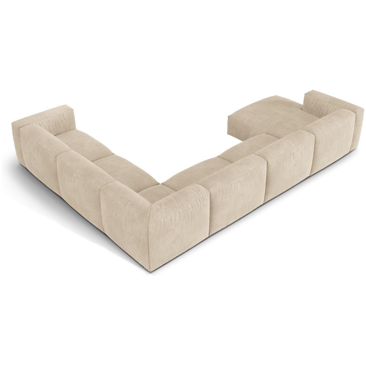 Wohnlandschaft U Sofa Ecksofa Martina 406x316x75 - Ausrichtung: rechts - Bezug: Velvet (Vogue), Light Beige