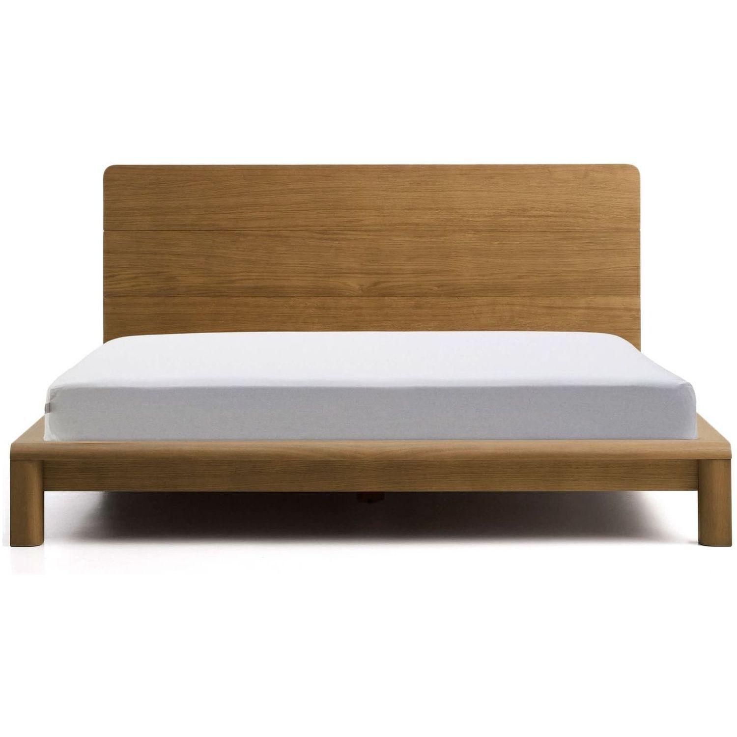 Bett Arelida aus Furnier und massivem Eichenholz mit hellbraunem Finish - Grösse: 160x200
