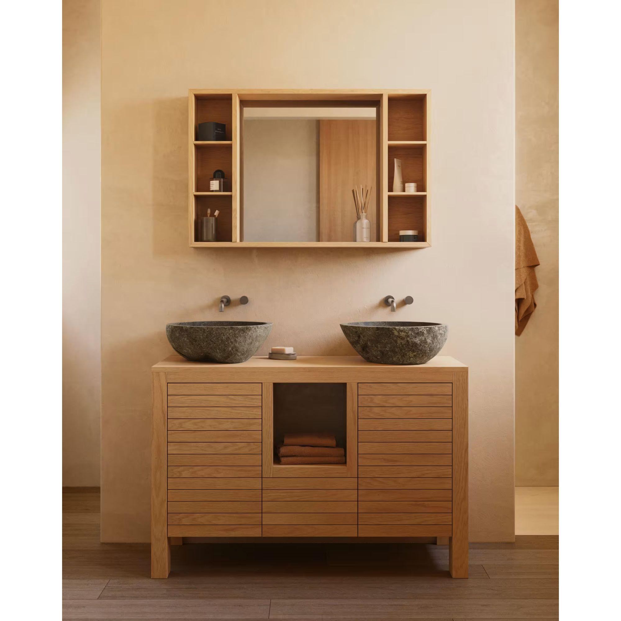 Aufsatzwaschbecken Tetsu aus Stein UNIKAT 40x40