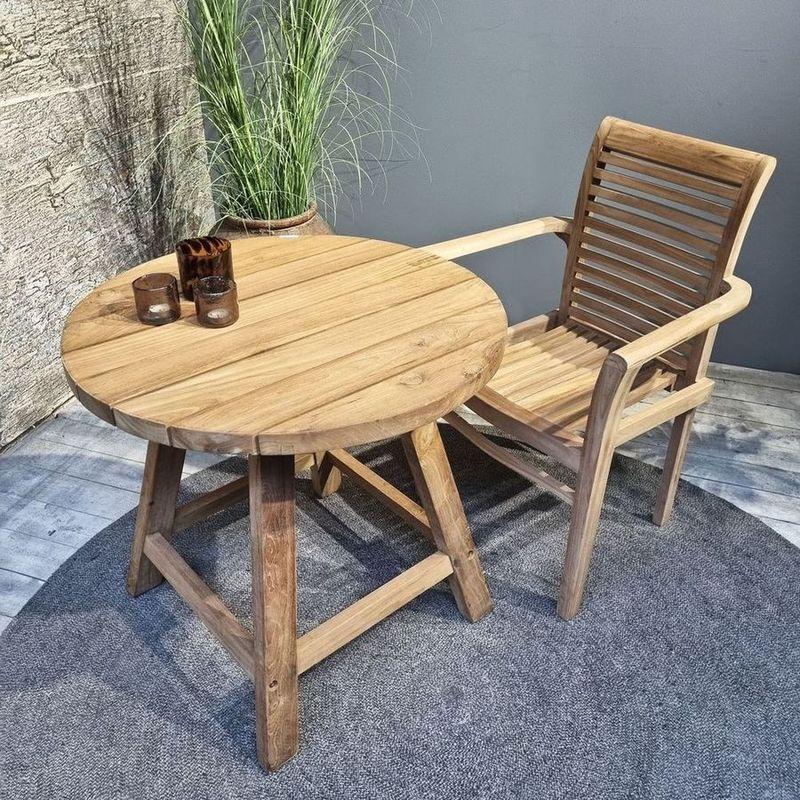 Garten Holztisch rund aus Teakholz 80x80