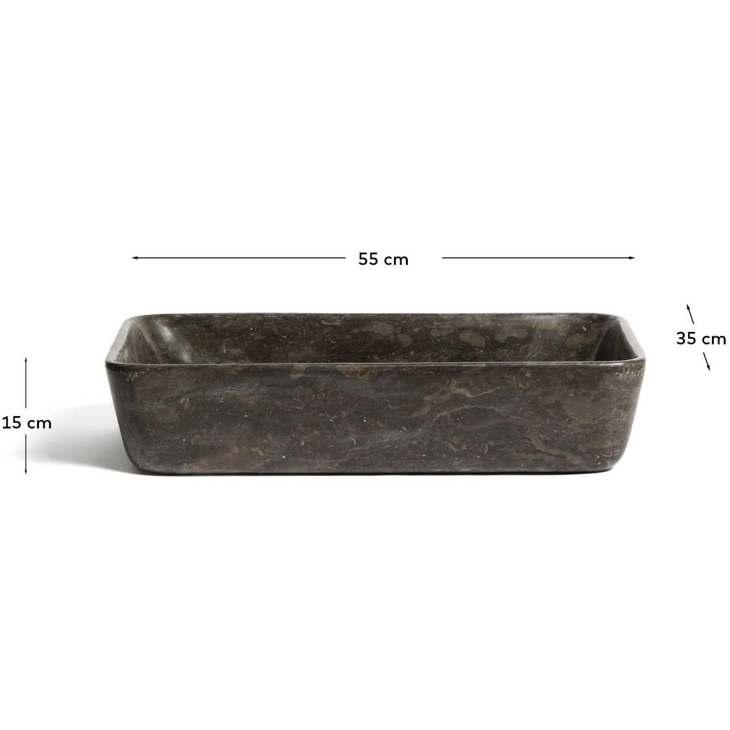 Aufsatzwaschbecken rechteckig Darnen aus grauem Marmor 55x35