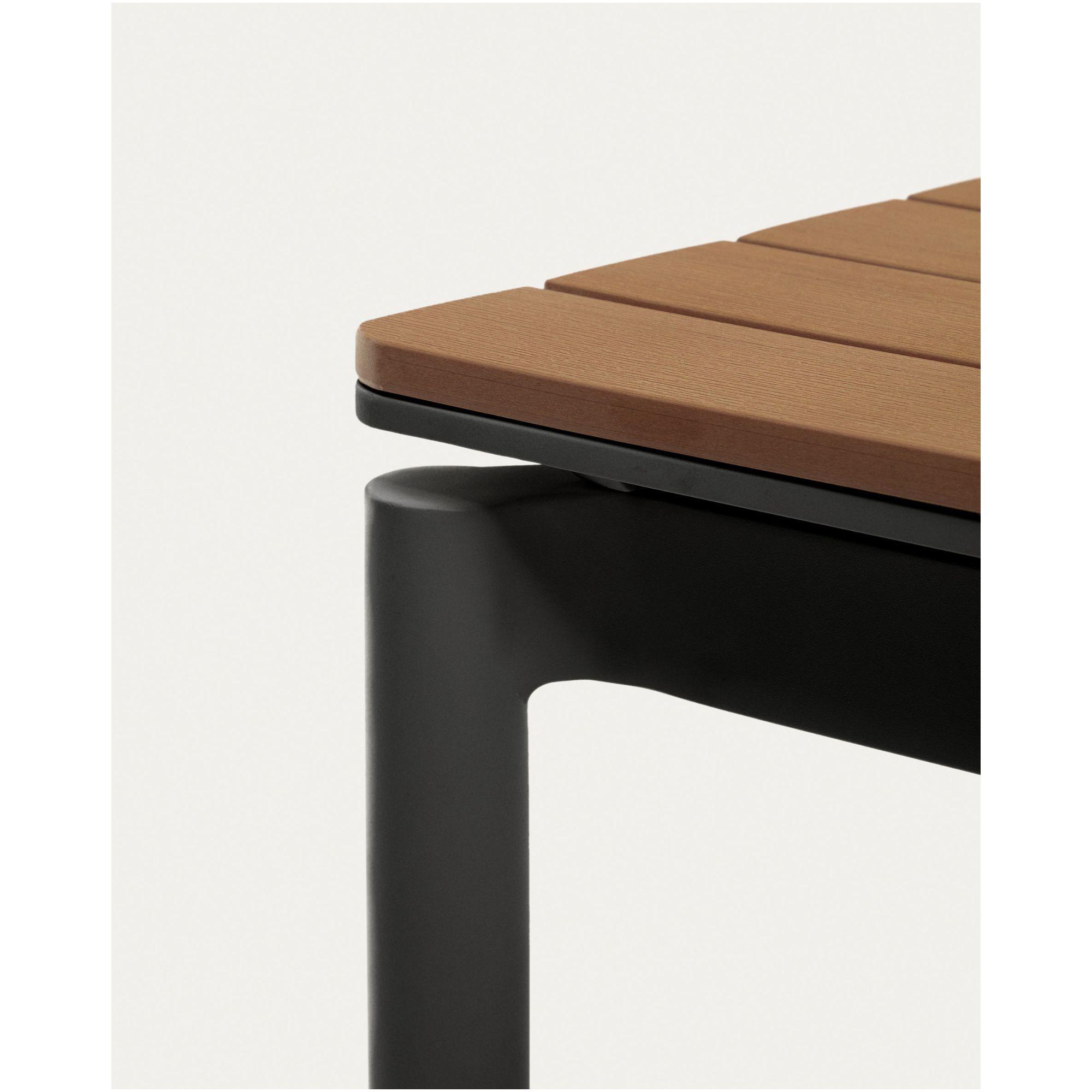 Canyelles Gartenausziehtisch aus Poly-Holz und mattschwarzem Aluminium 140-200x90