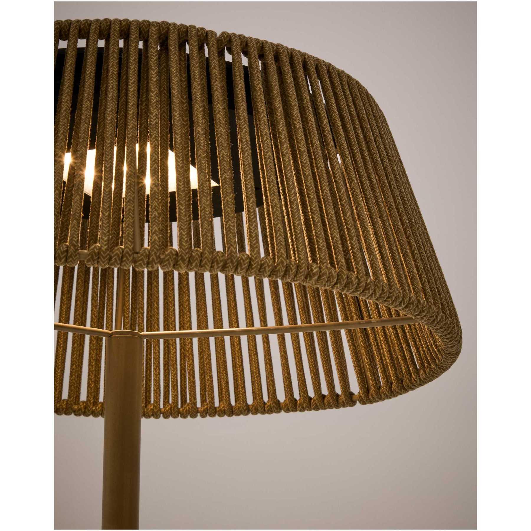 Outdoor-Solar-Stehlampe Aldet aus grauem Seil 46x46