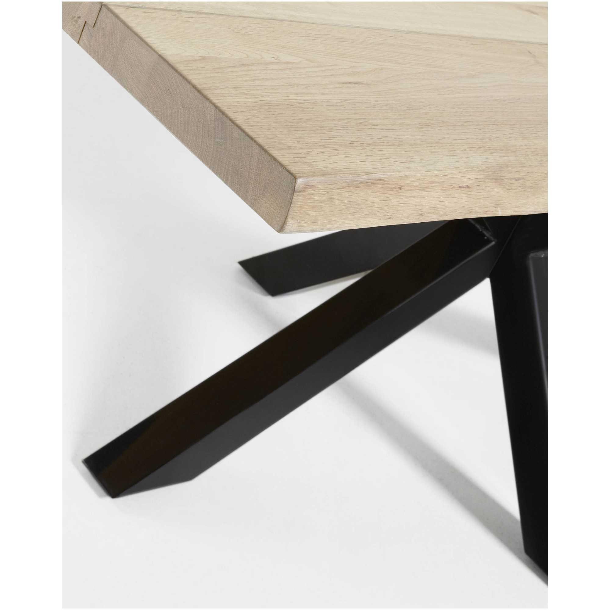 Argo Tisch Eichenfurnier m. gebleichtem Finish Stahlbeine m. schwarzem Finish 160x90