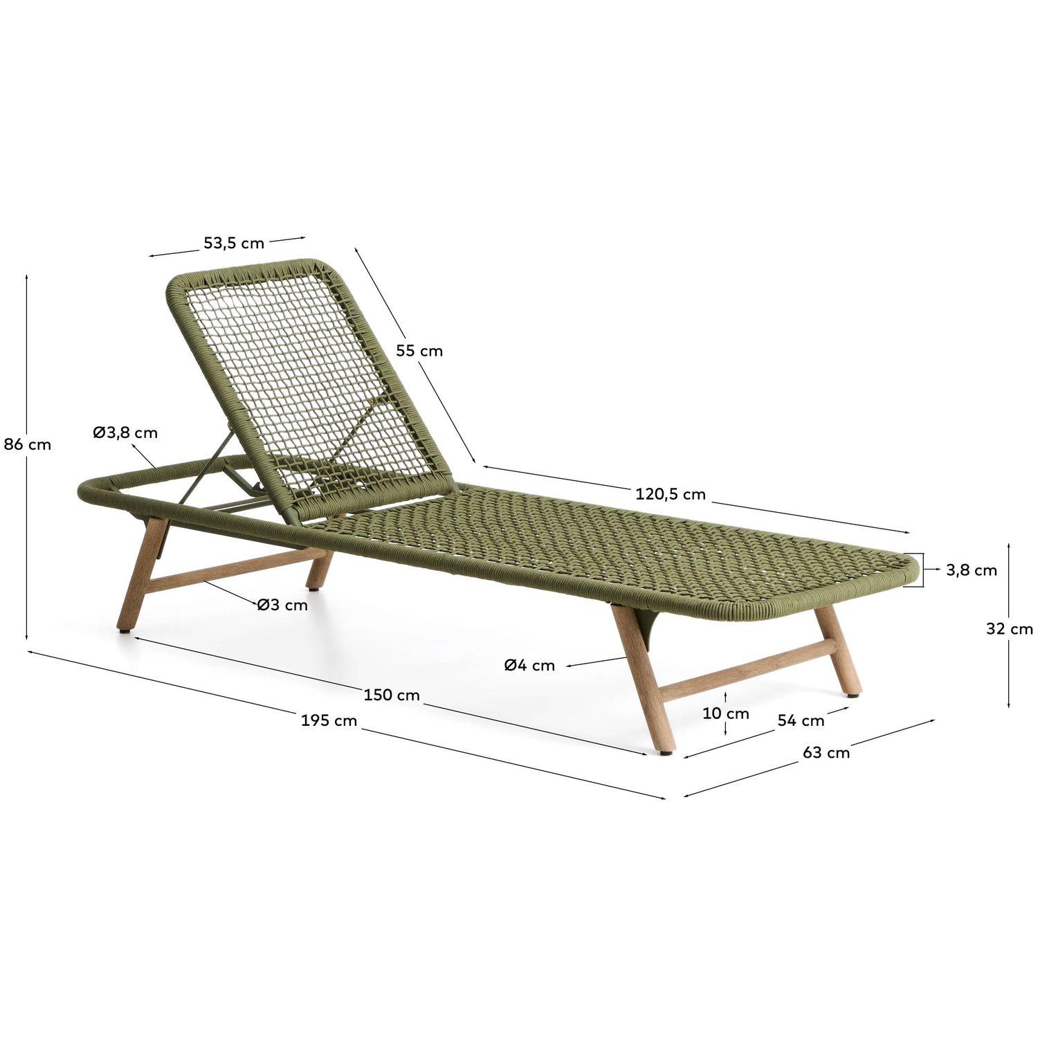 Sonnenliege Dandara Seil grün massives Akazienholz 100% FSC