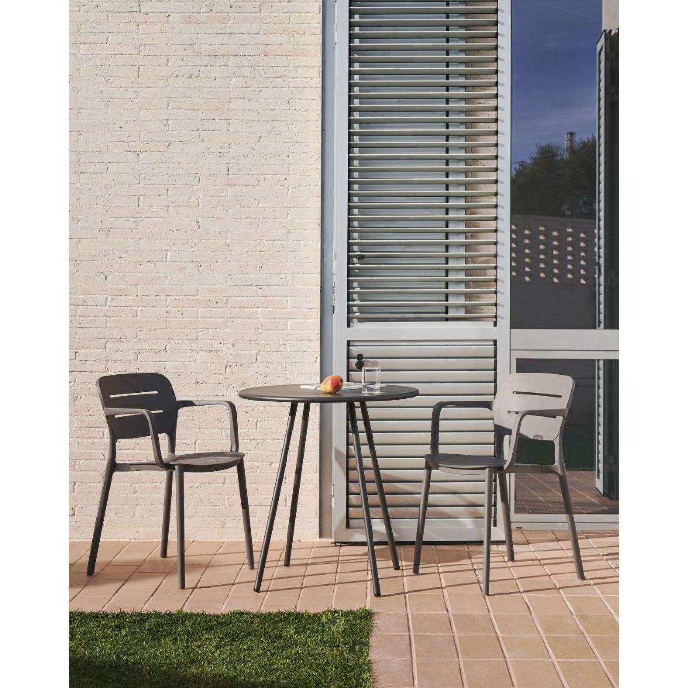 Gartentisch rund Montjoi Stahl grau 70x70