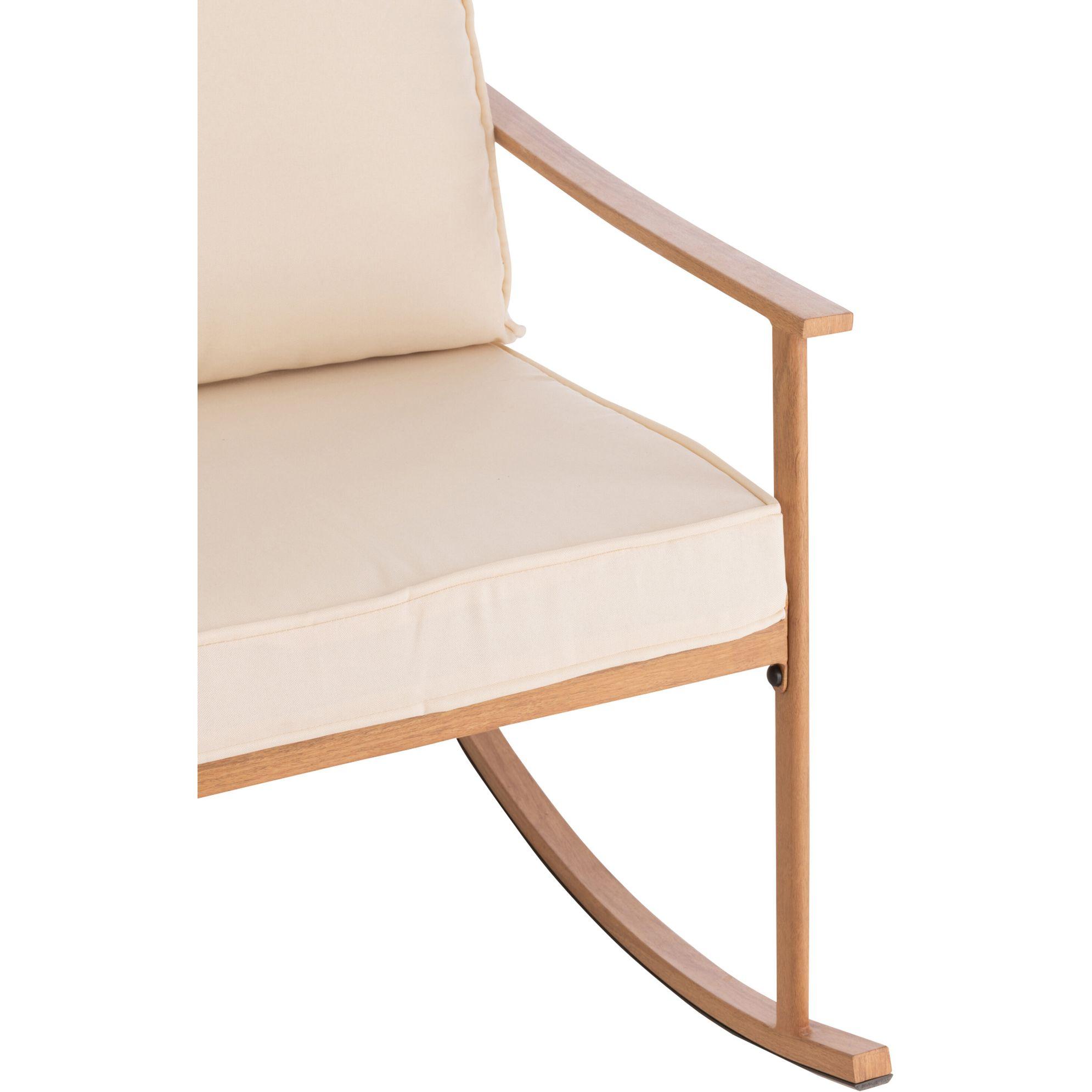 Garten Schaukelstuhl Metall beige Kissen weiss